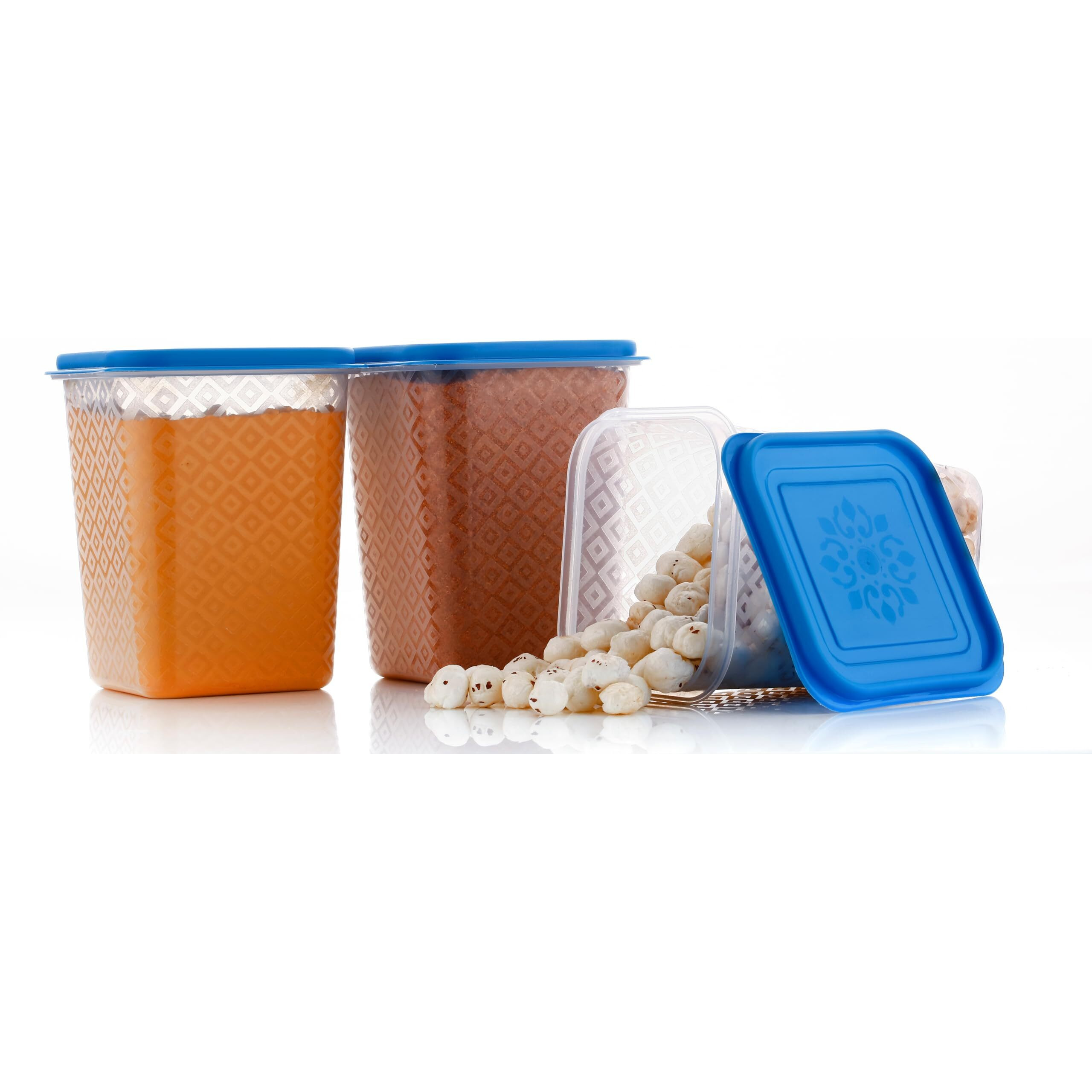 Hindstar Multipurpose Plastic Storage Jars And Kitchen Mate Classic Containers | Bpa-Free, Airtight Kitchen Container Set For Spices, Grains And More Items - Transparent (1000Ml, Set Of 10)