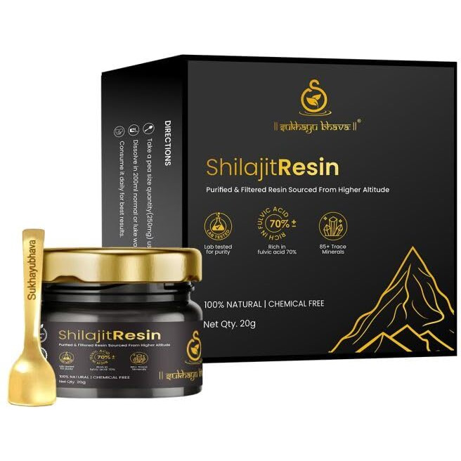 Sukhayu Bhava Shilajit Resin | Purified With Triphala | 100% Ayurvedic Energy Booster | Supports Stamina, Strength & Vitality | Lab-Tested & Heavy Metal-Free | 20G | 40 Servings