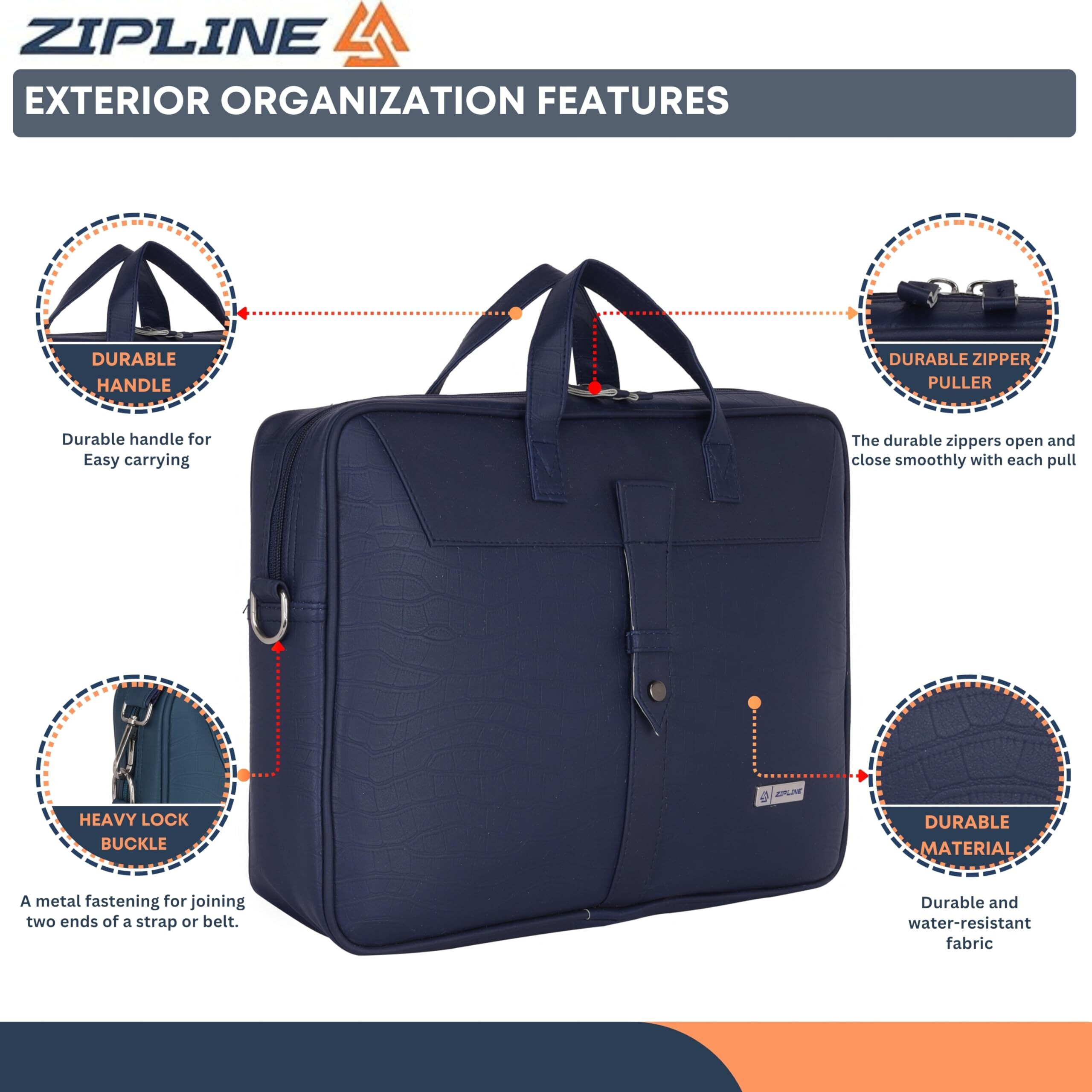 Zipline Office Faux Leather Laptop Bag For Men - Fits 14/15/15.6 Inch Tablet/Laptop Messenger Bags For Mens (1-Blue Bag)