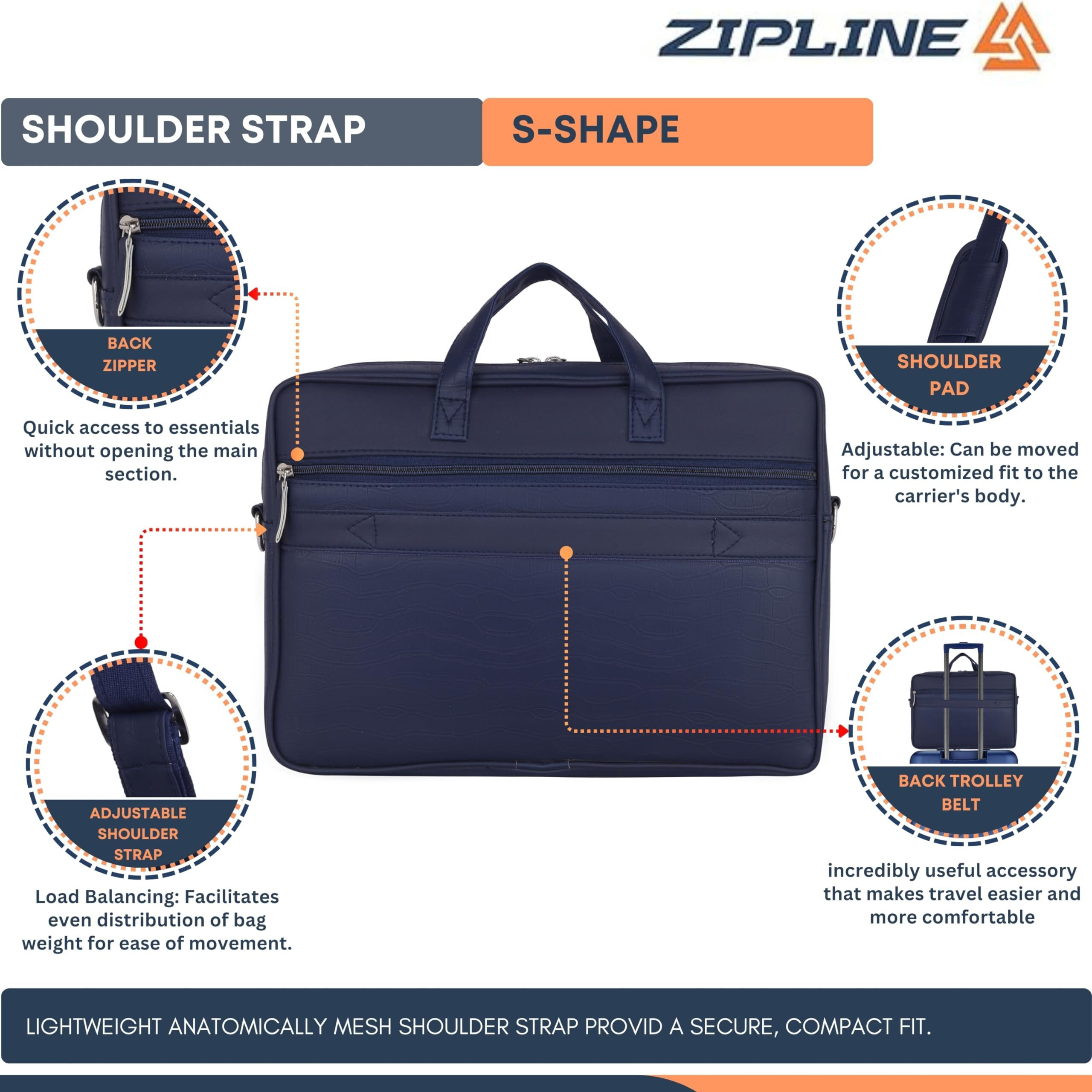 Zipline Office Faux Leather Laptop Bag For Men - Fits 14/15/15.6 Inch Tablet/Laptop Messenger Bags For Mens (1-Blue Bag)
