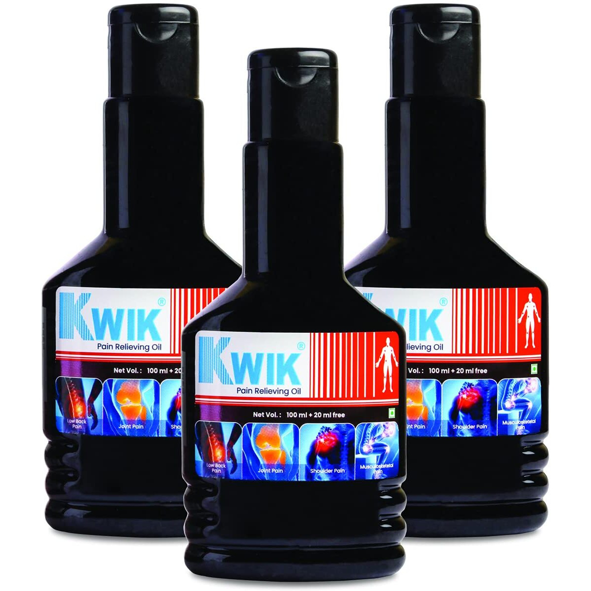 Ozone Kwik Pain Relief Oil With Cinnamomum & Mahanarayan Oil | Ayurvedic Pain Relief Oil | For Joint, Back, Knee, Shoulder & Muscle Pain | 120Ml (Pack Of 3)