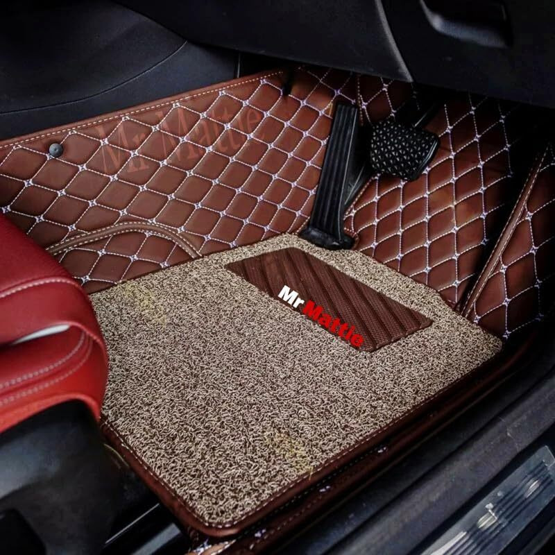 Mr Mattie 7D Car Mat For Mercedes Gl-350 | 7D Premium Faux Leather Ii Luxury Mat Ii 7 Layer Protection | Custom Fitted Car Floor Tray Mats - (Coffee)