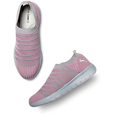Marc Loire Slip-On Sneakers For Women, Lightweight & Comfortable Walking Sports Shoes Without Laces Pink - 8 Uk