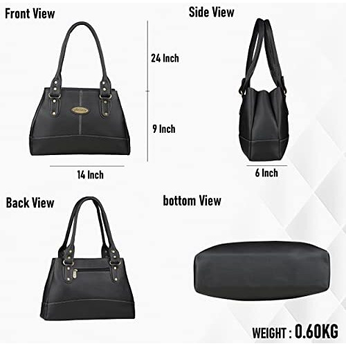Fostelo Women's Vegan Leather Elite Handbag Shoulder Hobo Bag Ladies Purse (Black) (Large)