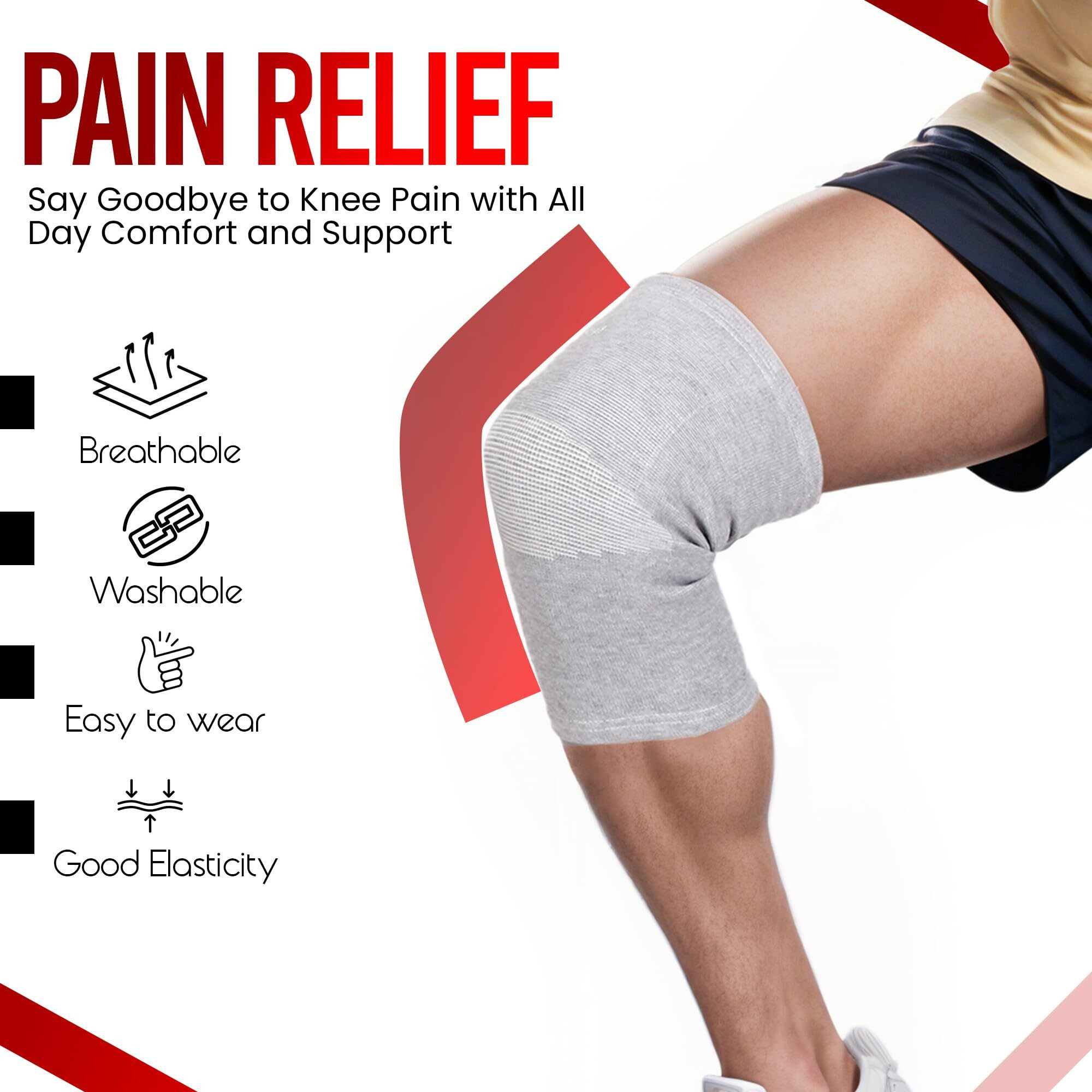 Vespas Bamboo Knee Cap Compression Sleeve  2-Pack Knee Support For Men Women  Breathable And Stretchy Knee Brace  Knee Brace For Knee Pain Relief And Support  Ideal For Gym, Sports (S,Grey)