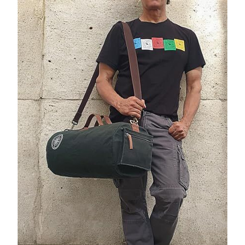 The House Of Tara Canvas Travel Duffle Bag 25 Litres | Sports Duffel | For Men And Women | Waterproof | Adjustable Removable Strap | Gym Bag | Luggage Garment Bag | Quick Access Pockets | Green Blue