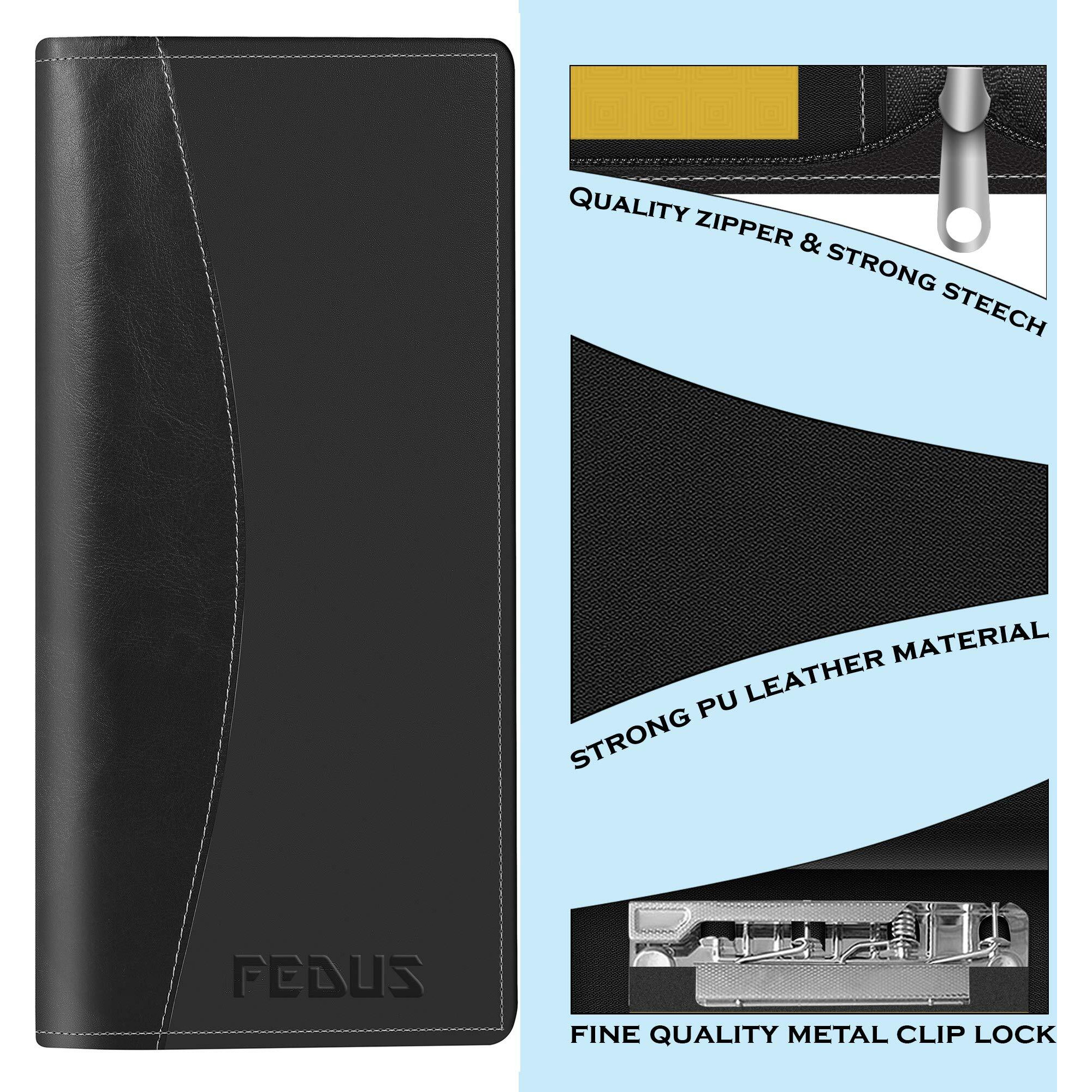 Fedus Cheque Book Holder, Vegan Leather Expanding Handmade Multiple Cheque Book Holder For Cards, Women/Men Cheque Book Wallet, Traveling Wallets, Checkbook Holder, Documents Holder For Office & Home
