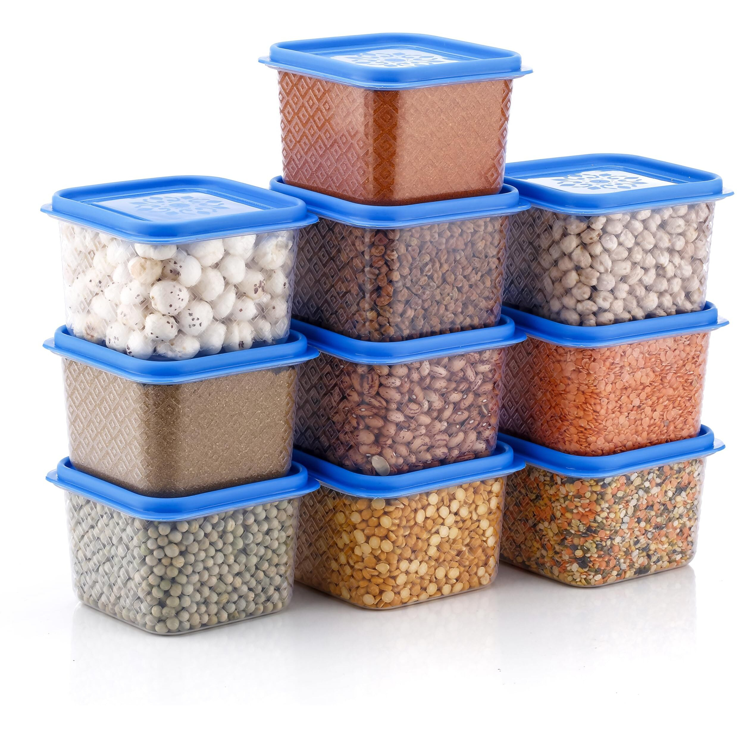 Hindstar Multipurpose Plastic Storage Jars And Kitchen Mate Classic Containers | Bpa-Free, Airtight Kitchen Container Set For Spices, Grains And More Items - Transparent (500Ml, Set Of 10)