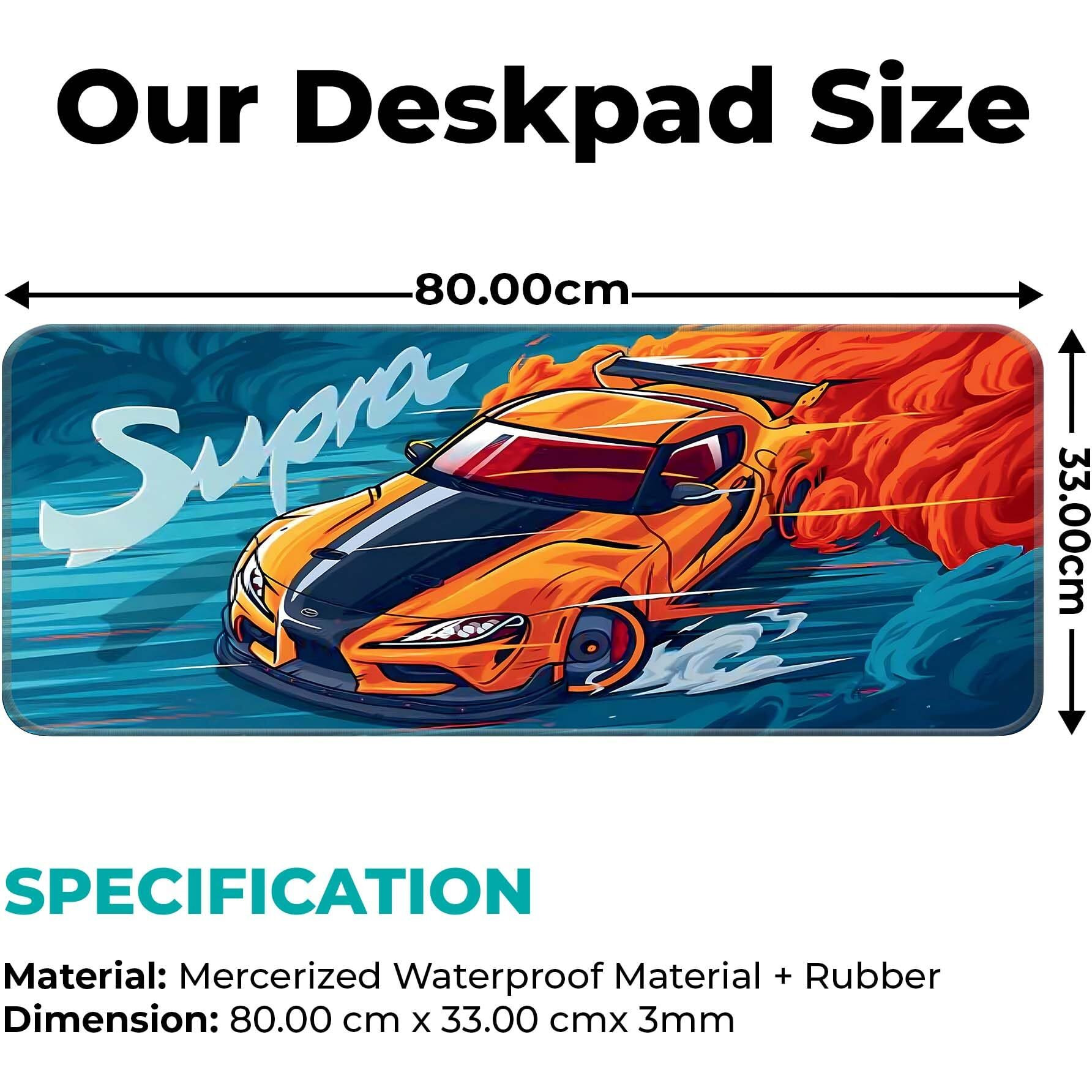 Skiditos Toiyoita Supara Desk Mat (80X33Cm) - Dynamic Orange Sports Car Design, Durable Desk Pad & Laptop Accessories, Premium Gaming & Office Desktop Setup, Keyboard Table Mat For Home & Computer Use