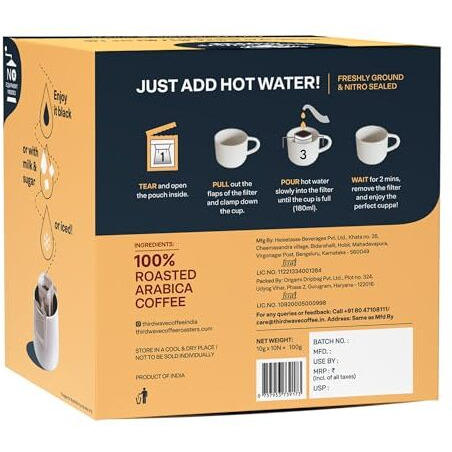 Third Wave Coffee Vienna Roast, Easy Coffee Bags, Dark Roast, Arabica Coffee, Ground Coffee, Pack Of 10 Bags