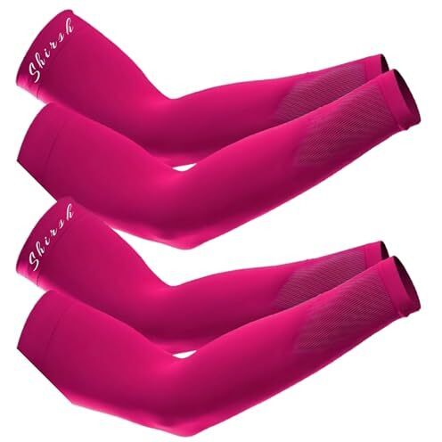 Shirsh Uv Protection Cooling Men And Women Arm Sleeves Compression Sun Sleeves For Men Women Youth, Sports, Cricket, Hand Gloves For Men And Women, Tattoo Cover-Up, Upf 50-2 Pair (Pink)