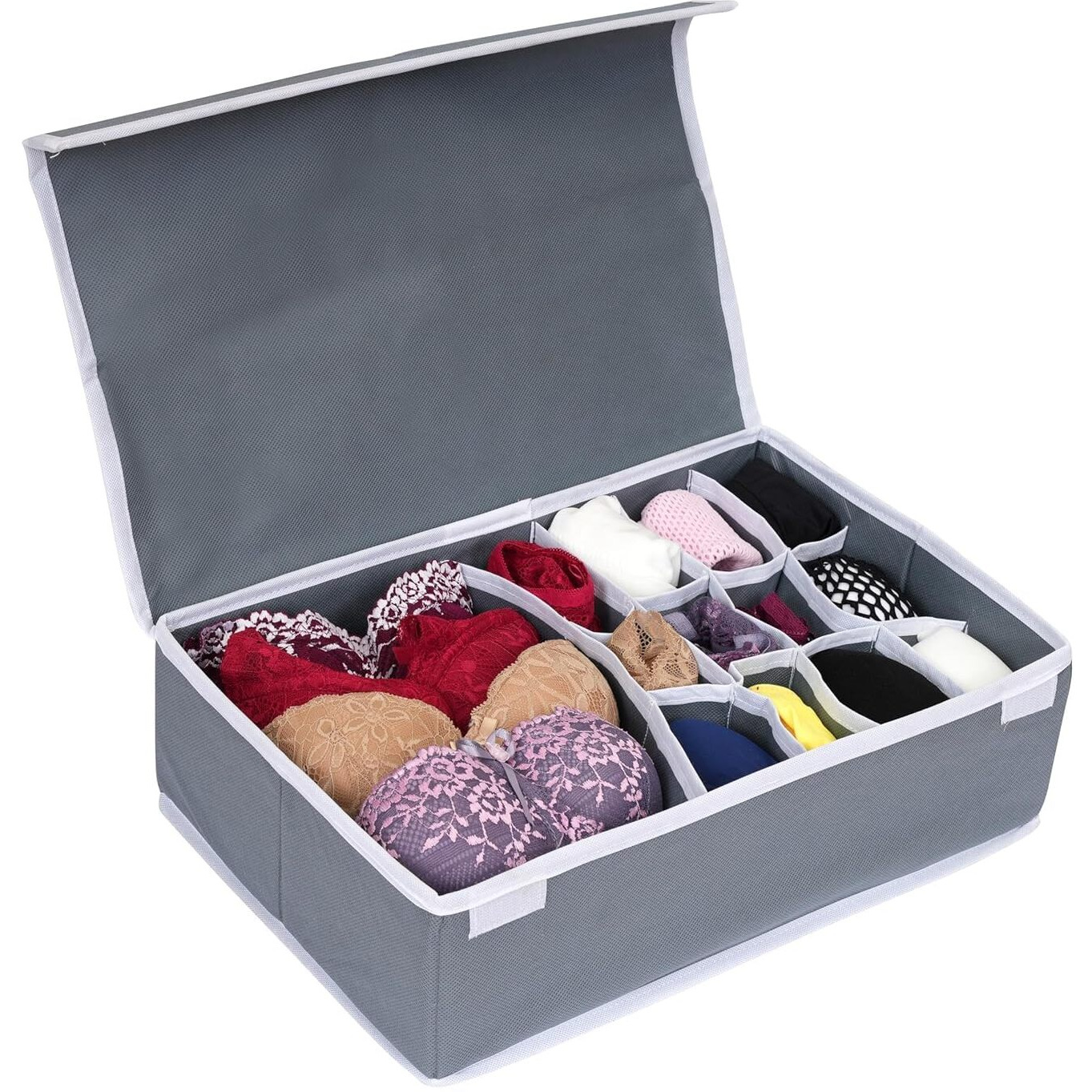 Anytime Undergarment Organizer | Storage Dividers For Storing Socks, Bras, Ties, And Scarves | Household Use Wardrobe Storage Box (Pack Of 2)