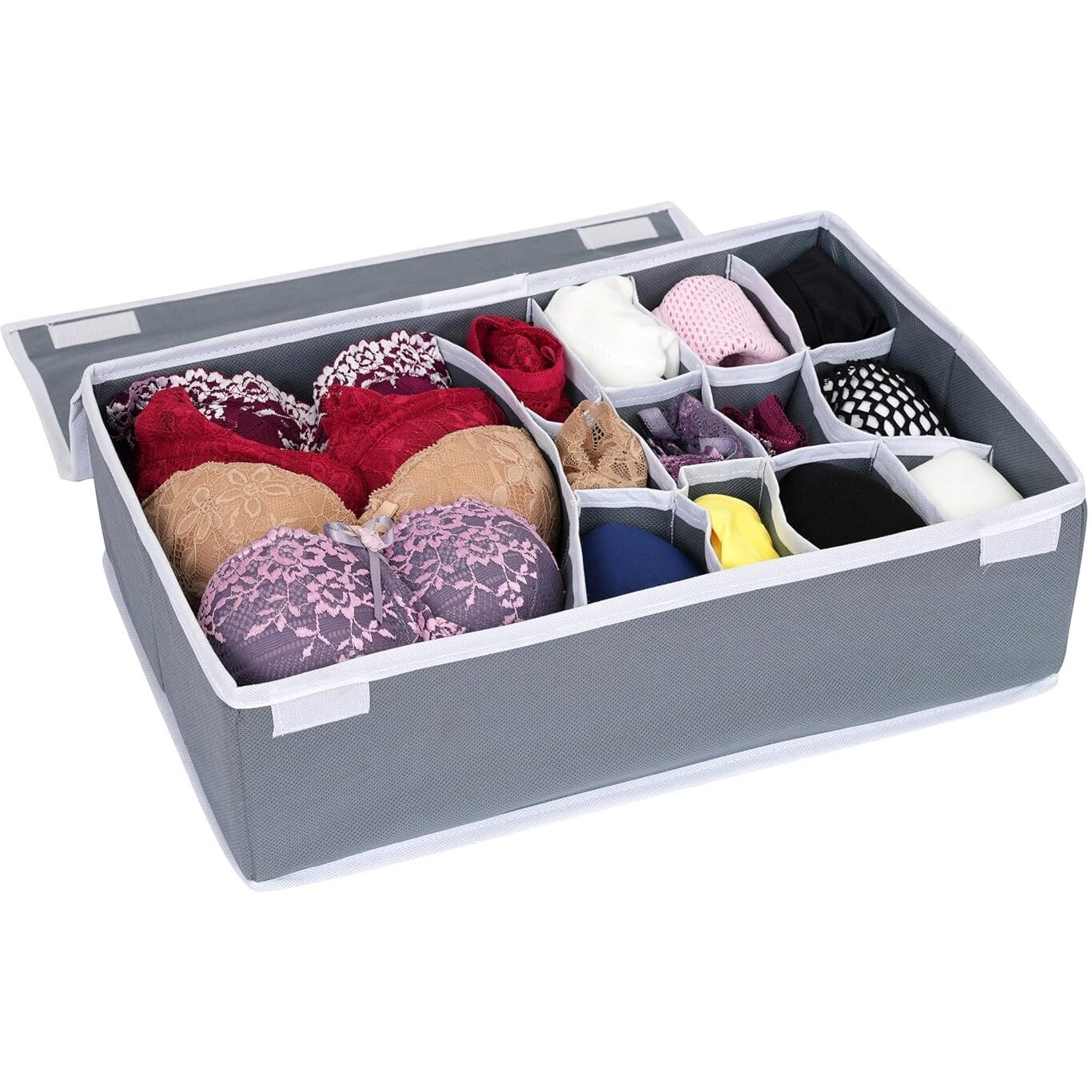 Anytime Undergarment Organizer | Storage Dividers For Storing Socks, Bras, Ties, And Scarves | Household Use Wardrobe Storage Box (Pack Of 2)
