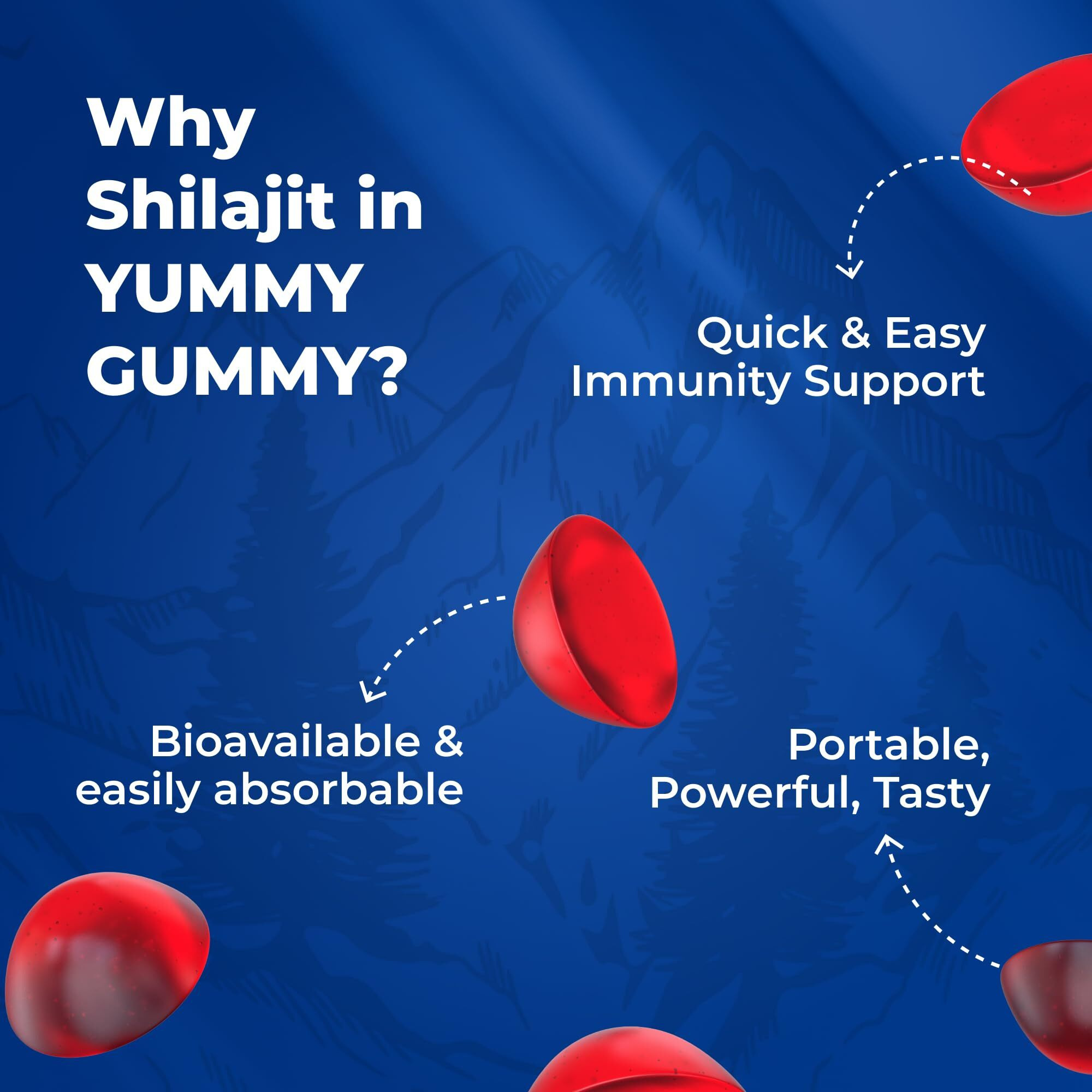 Nutriburst Shilajit Resin Gummies, Ayurvedic Herbal Blend With Swarna Bhasma, Ksm-66 Ashwagandha, Black Musli And Ginger, Natural Energy & Vitality Boost, Mixed-Berry Flavor | 30 Gummies, 1 Month Pack