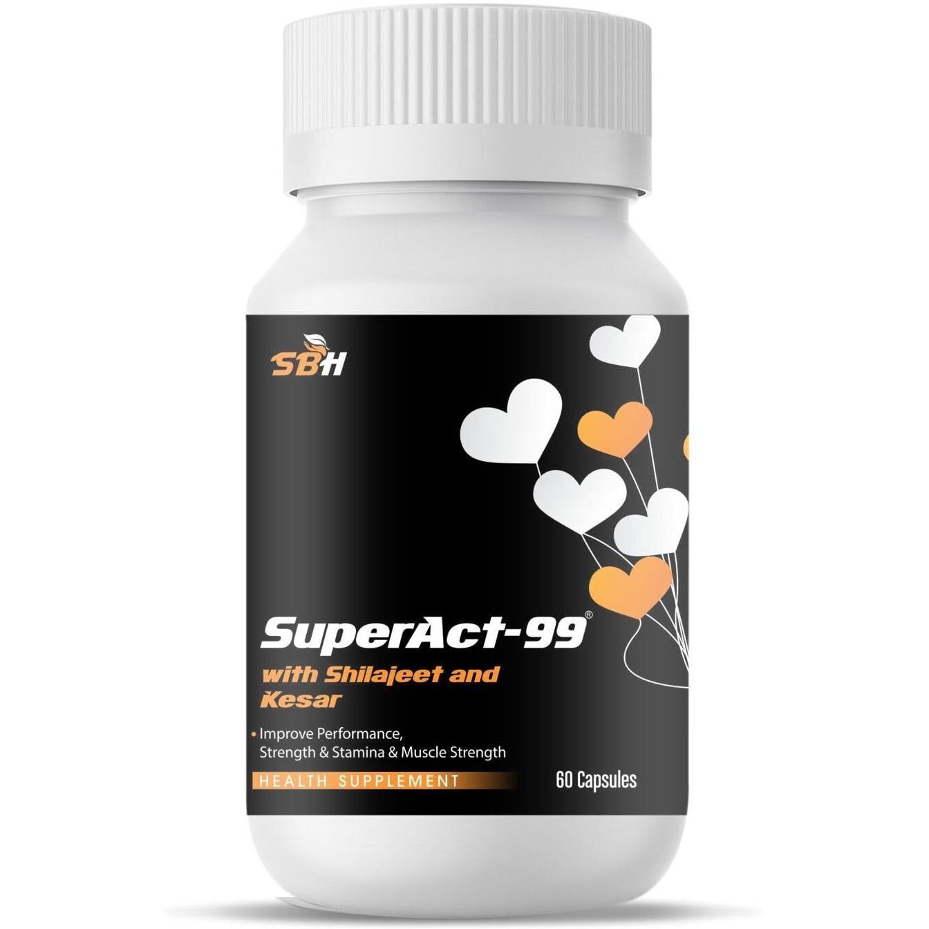 Super Act 99 - Ayurvedic Shilajit Gold 60 Capsules | Vigour, Strength & Stamina Booster For Men | Enhances Performance | Enriched With Kesar, Ashwagandha, Gokshura & Safed Musli | Relieves Stress & Anxiety