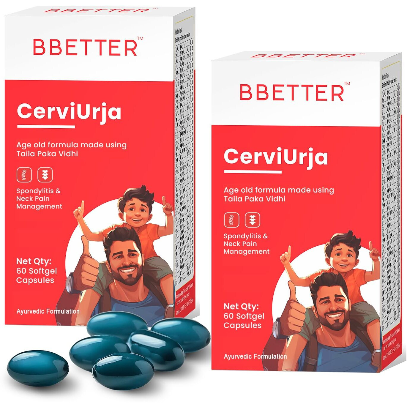 Bbetter Cerviurja - Ayurvedic Neck, Shoulder Pain Relief & Cervical Spondylitis Relief | Made By Taila Paka Vidhi Method | 120 Softgels