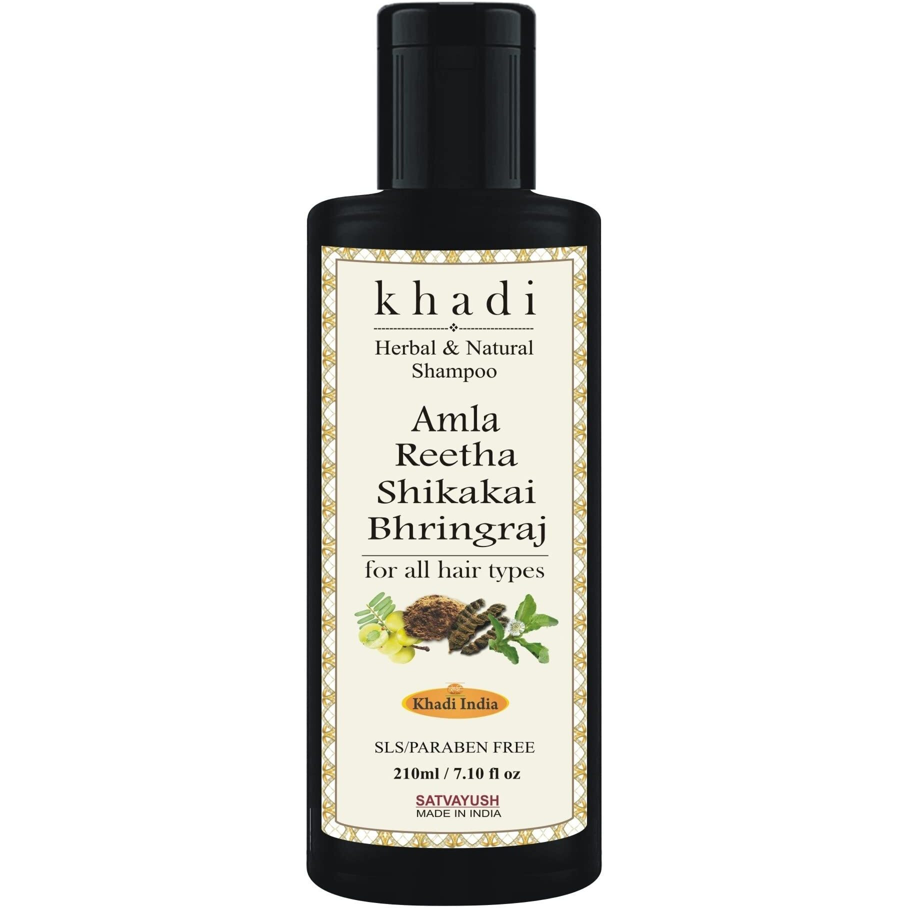 Satvayush Khadi Amla Reetha Shikakai Bhringraj Sls-Paraben Free Ayurvedic Shampoo Anti Dandruff -630 Ml