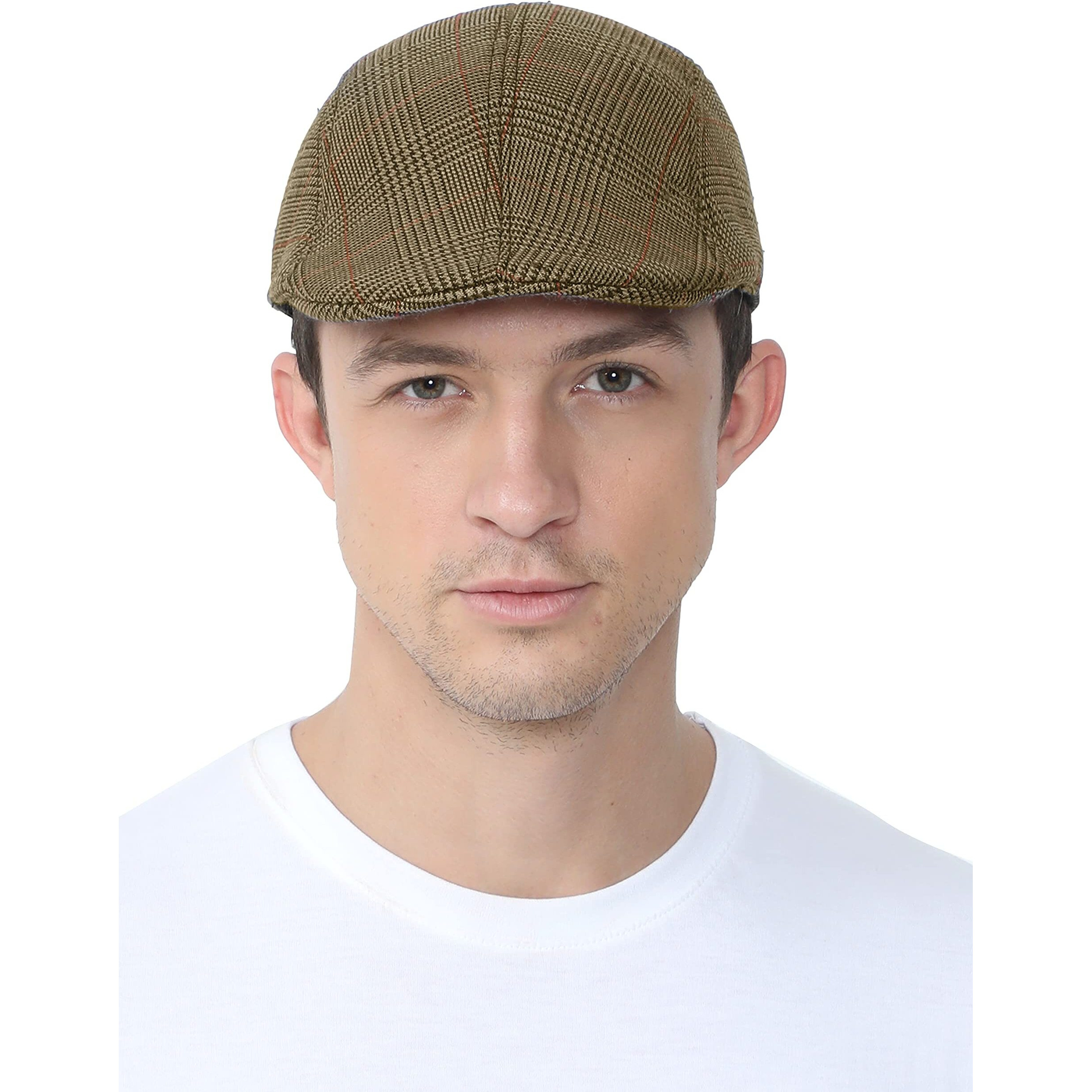 Fabseasons Checkered Casual Golf Flat Cotton Caps & Hats For Mens Brown, Free Size