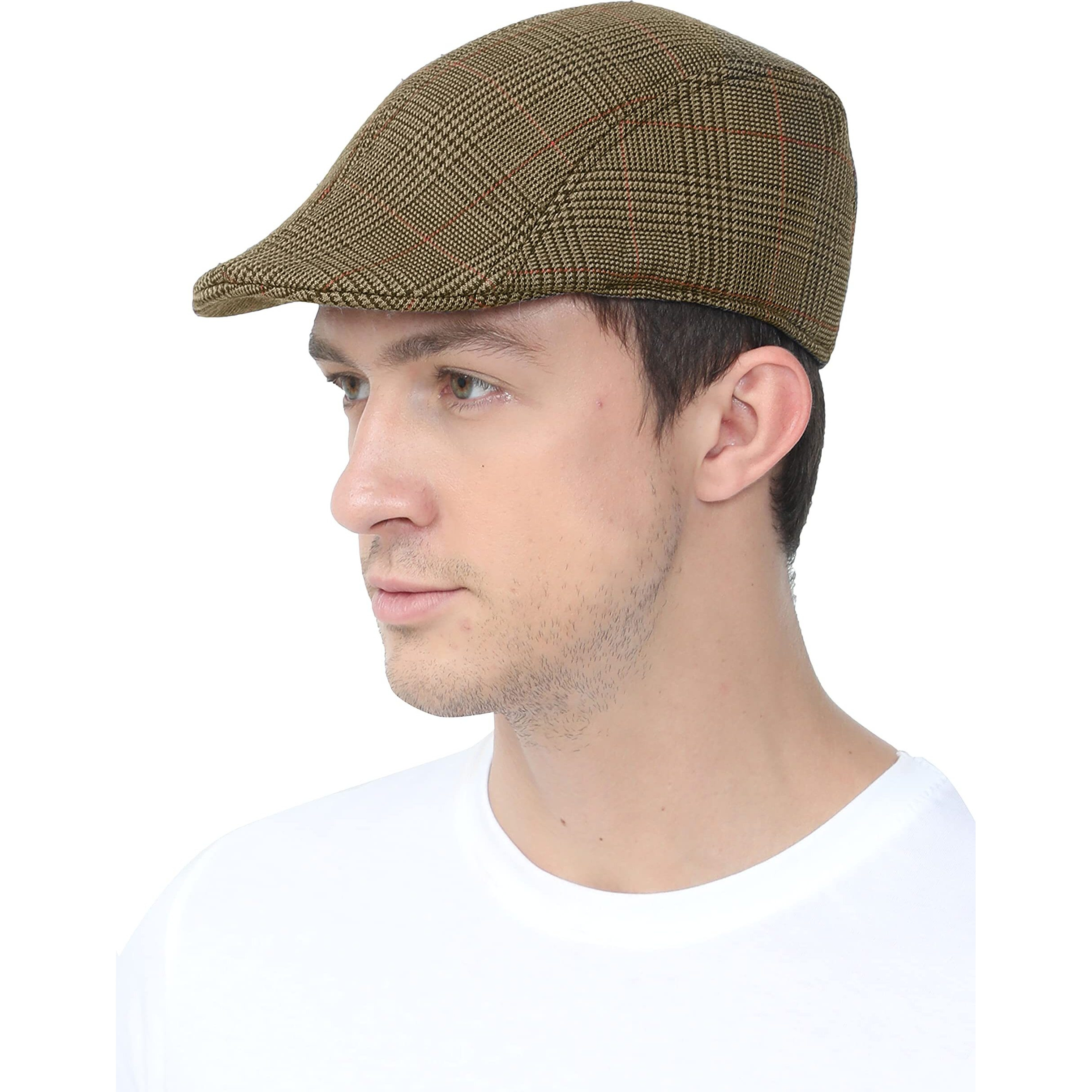 Fabseasons Checkered Casual Golf Flat Cotton Caps & Hats For Mens Brown, Free Size