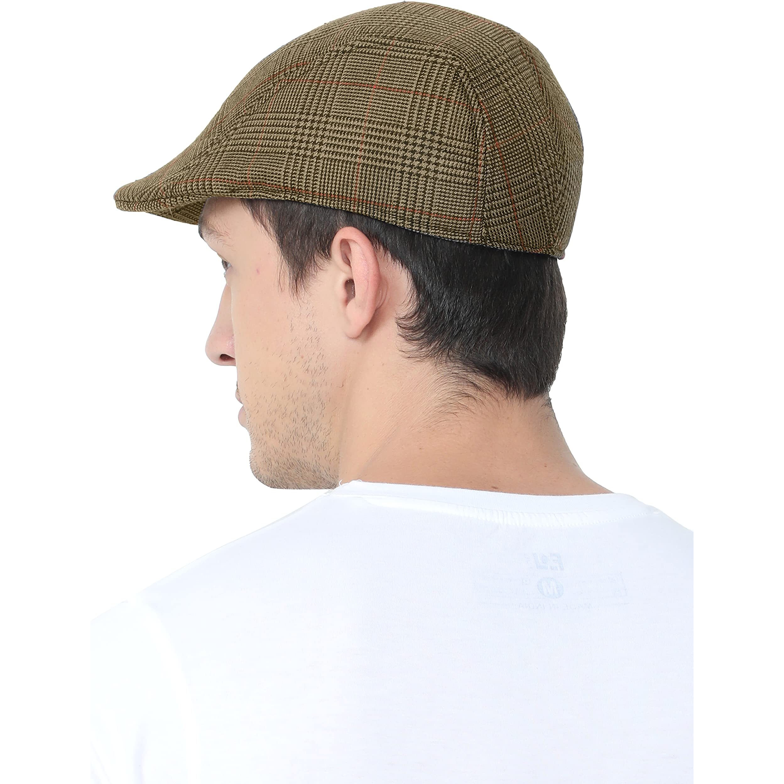 Fabseasons Checkered Casual Golf Flat Cotton Caps & Hats For Mens Brown, Free Size