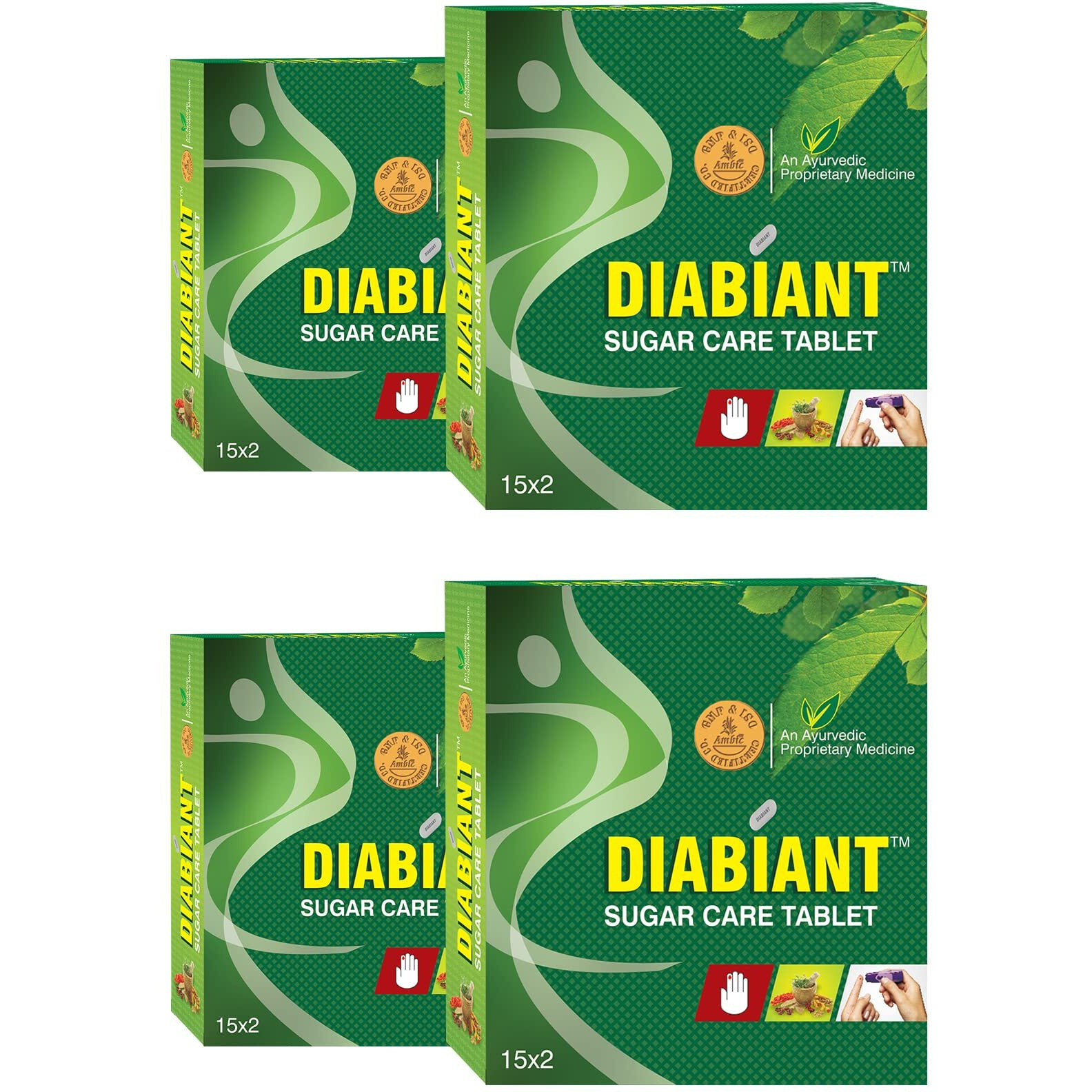 Ambic Diabiant Sugar Care Tablet - 120 Herbal Diabetes Tablets, Ayurvedic Diabetic Care Medicine, Helps Maintain Healthy Sugar Levels, Regulates Blood Glucose, Improves Metabolism Level, Pack Of 4