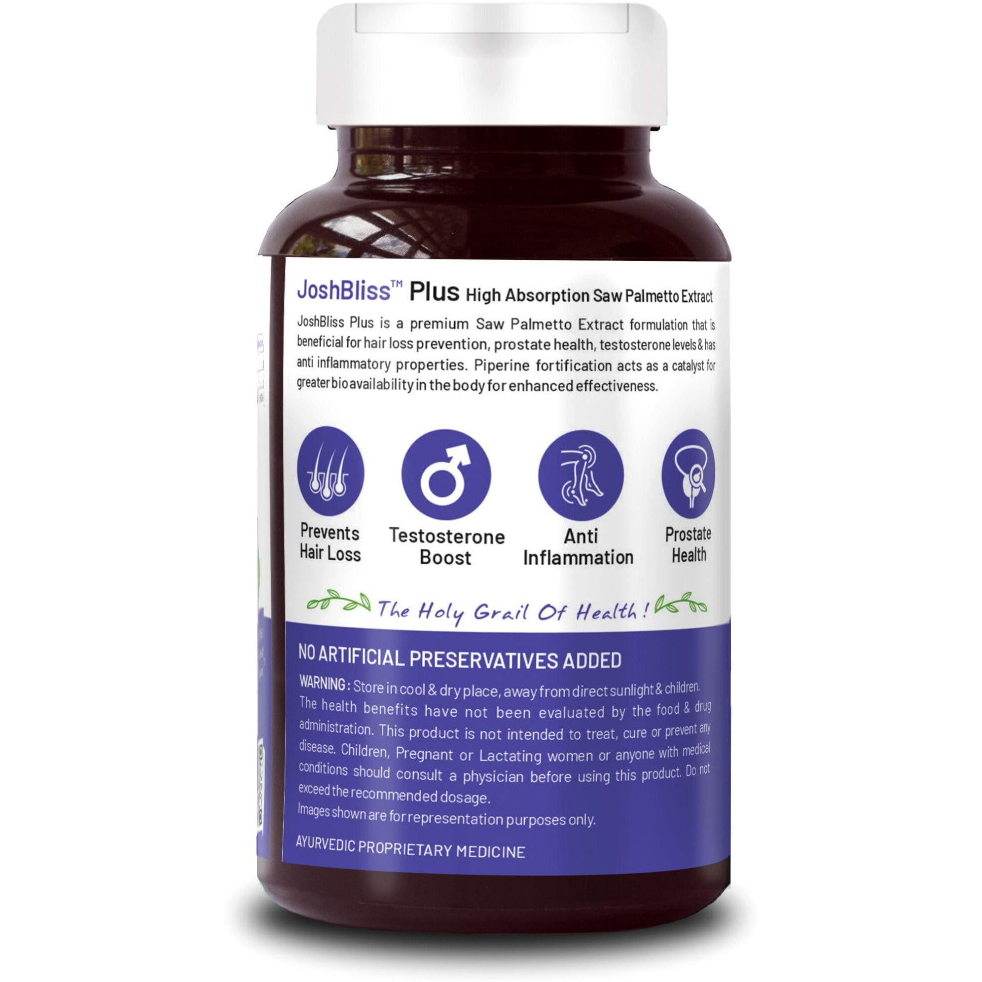 Bliss Welness Saw Palmetto Extract 800 Mg | Hair Growth Prostate Health Support Urinary Tract Function Prevent Hair Fall Ayurvedic Dht Blocker Health Supplement - 60 Vegetarian Tablets (Pack Of 2)