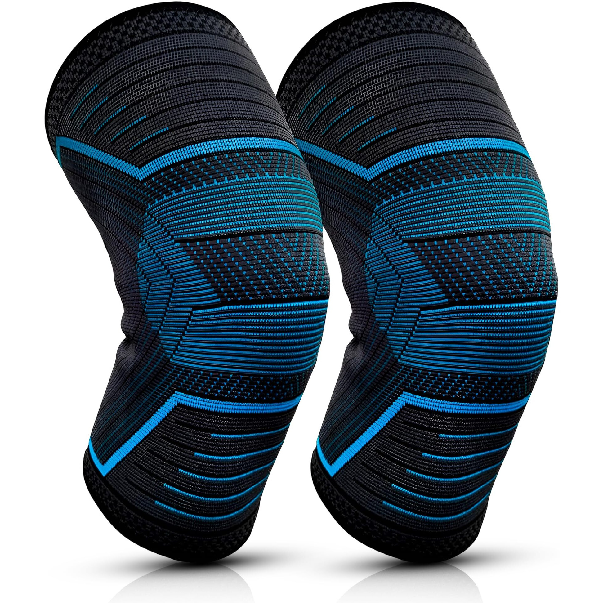 Vespas Knee Cap Compression 2-Pack Knee Support For Men And Women Breathable And Stretchy Nylon Knee Brace Knee Brace For Knee Pain Relief And Support Ideal For Gym, Sports (Xl, Blue & Black)