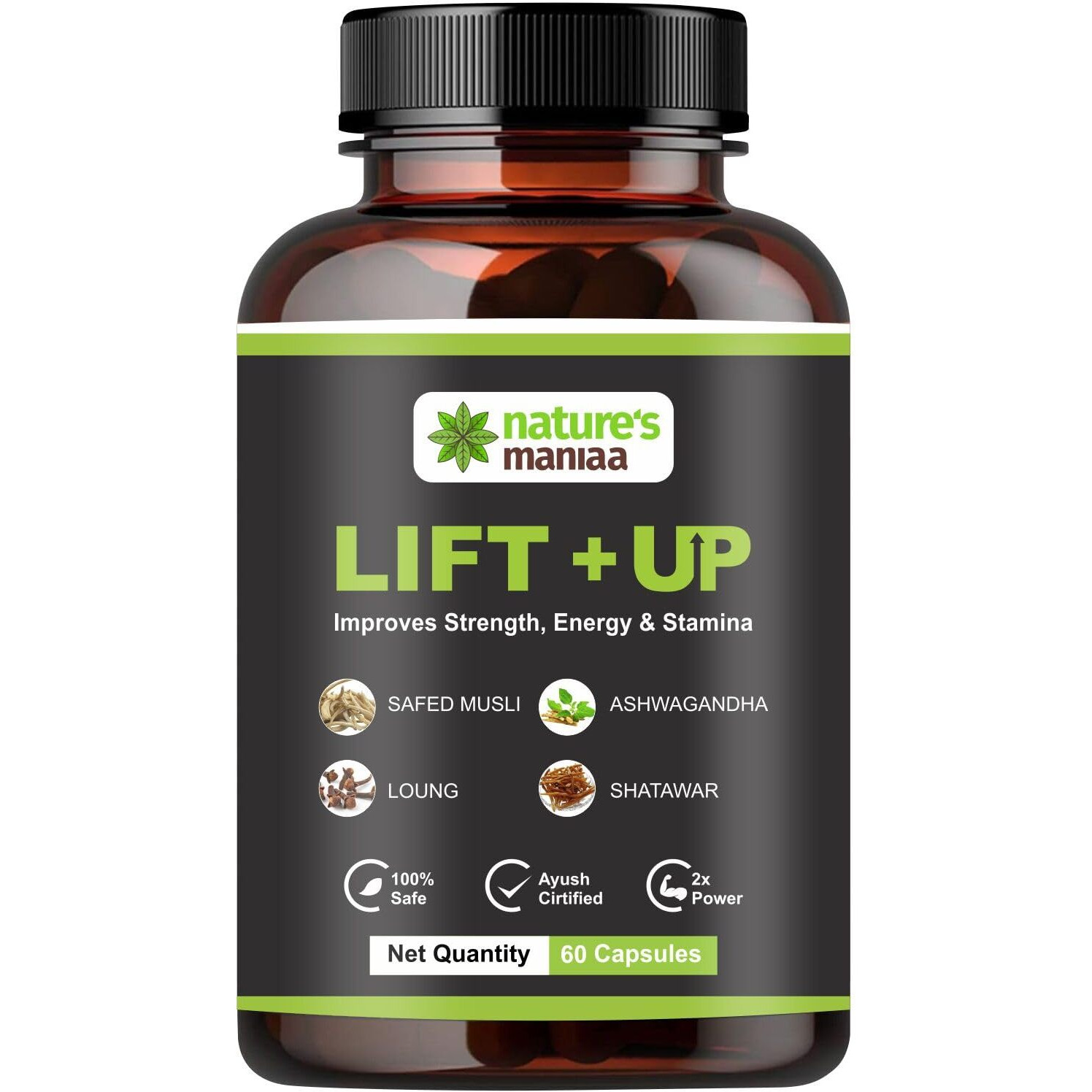 Nature's Maniaa Ayurvedic Lift-Up Capsule - 60 Capsules | For Men's | Pack Of 1, 1 Count