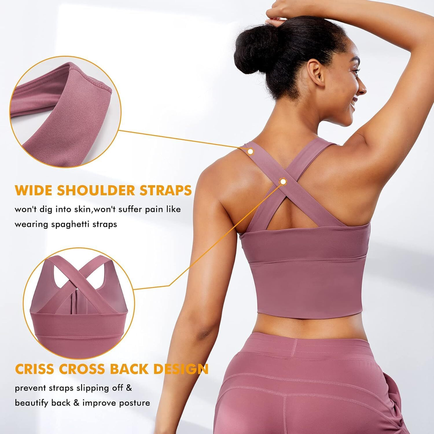 Glamoras Women Polyester Spandex High Impact Front Zip Sports Bra Longline Fitness Criss Cross Back Crop Tops Tank Gym Yoga Workout, Size M-4Xl Pink