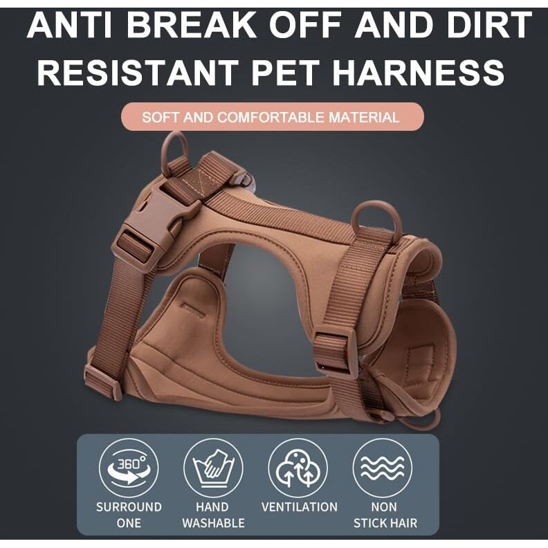 Blingpets No-Pull/No Choke Comfortable Dog Vest Harness, Ultralight Breathable Mesh Traction Strap, Easy To Clean, Adjustable Soft Padded Vest For Dogs, Stylish & Modern(Coffee, Large)
