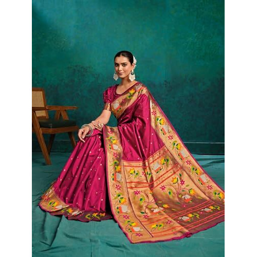 Ethnicjunction Women's Pure Silk Paithani Woven Saree With Blouse Piece
