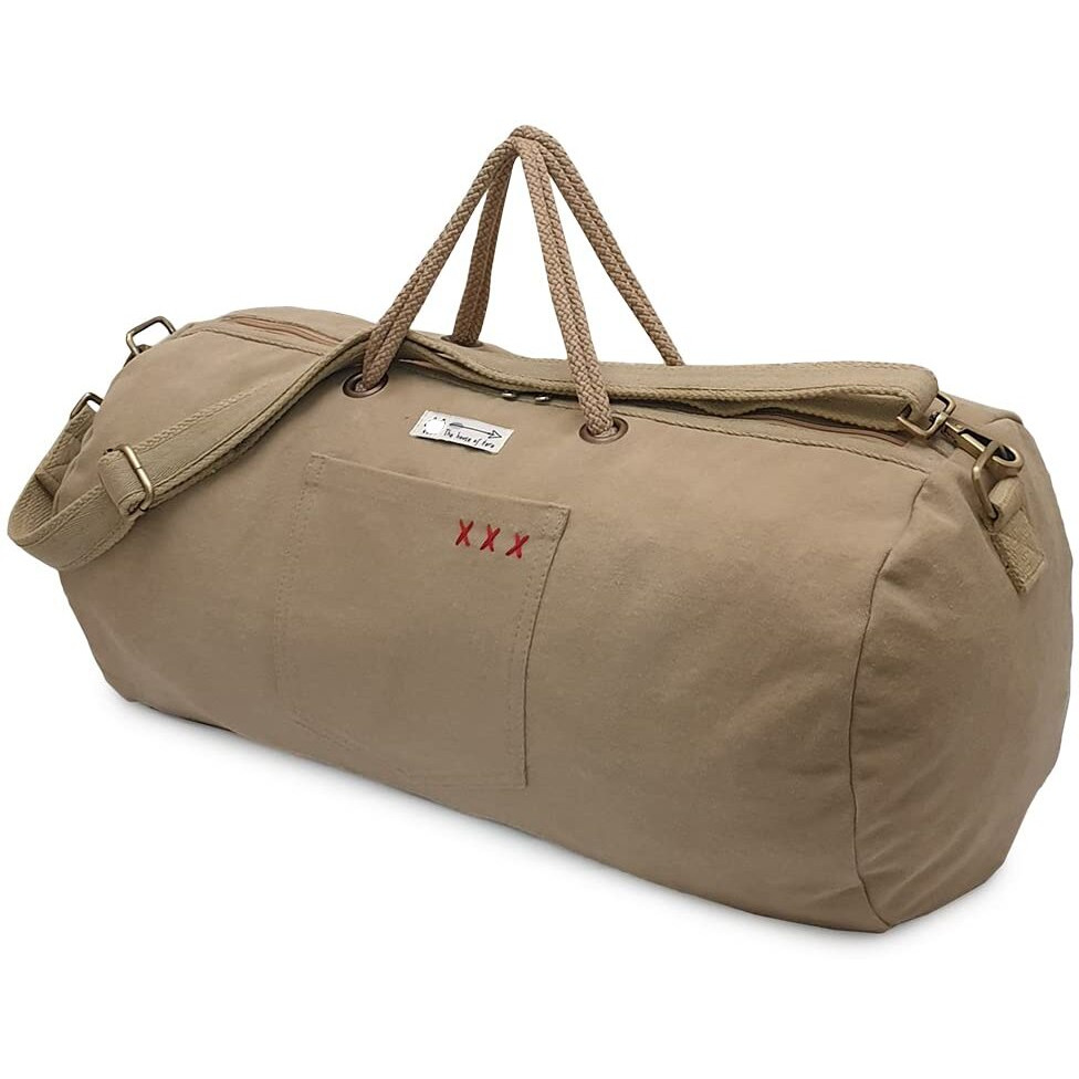 The House Of Tara Canvas Travel Duffle Bag 40 Litres | Sports Duffel | For Men And Women | Waterproof | Adjustable Removable Strap | Gym Bag | Luggage Garment Bag | Quick Access Pockets | Flax Yellow