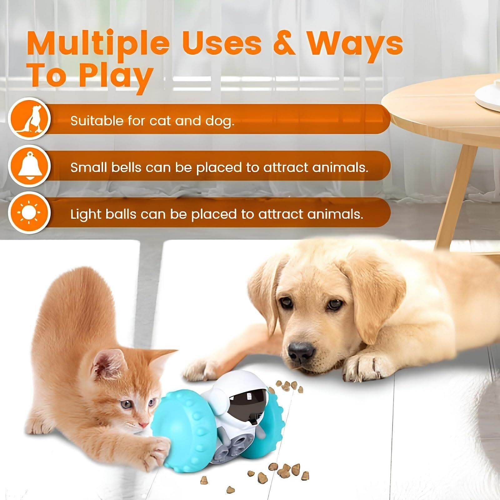 Coalition Pet Food Feeder Toys Dogs & Cat Treat Dispenser Bowl Ball For Dog With Food Dispenser Interactive Educational Playing Food Dispensing Ball Indoor Outdoor Pets Toys (Multicolor)