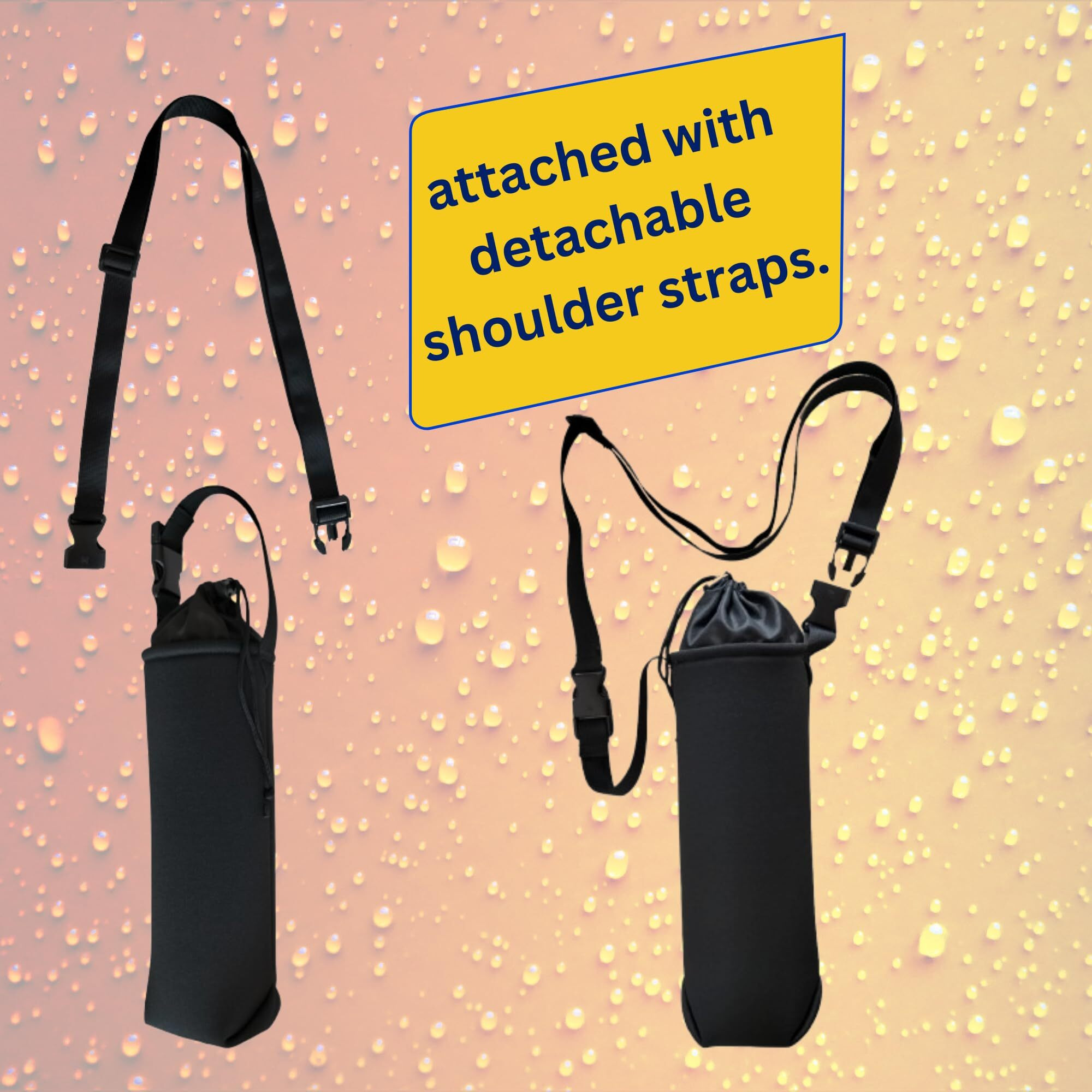 Nihspruhay Water Bottle Carrier Bag, Adjustable Shoulder Hand Strap Neoprene Sleeve Sports Water Bottle Accessories For Hiking Travelling Camping