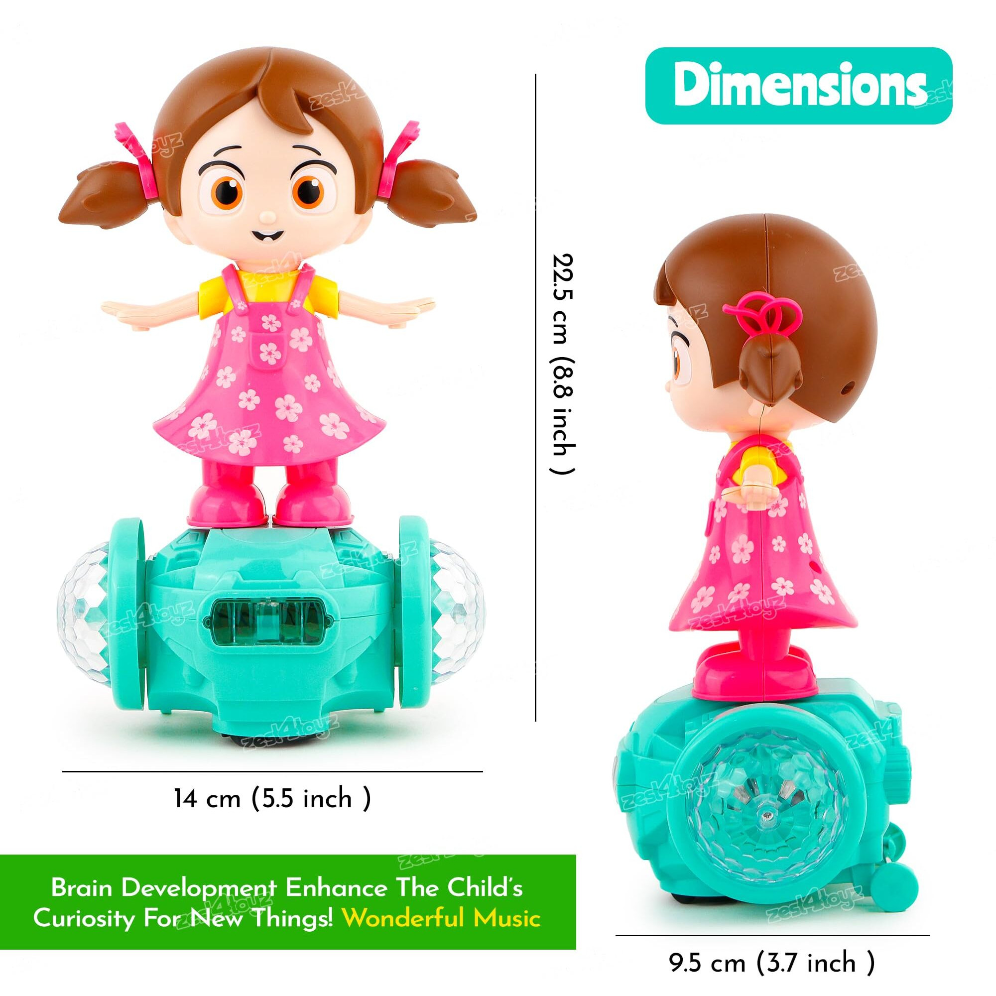 Zest 4 Toyz 360 Degree Rotating Musical Dancing Girl Toy, Dancing Doll With Flashing Lights & Bump And Go Action, Activity Play Center Toy For Kid Early Learning Educational Toys For Toddlers