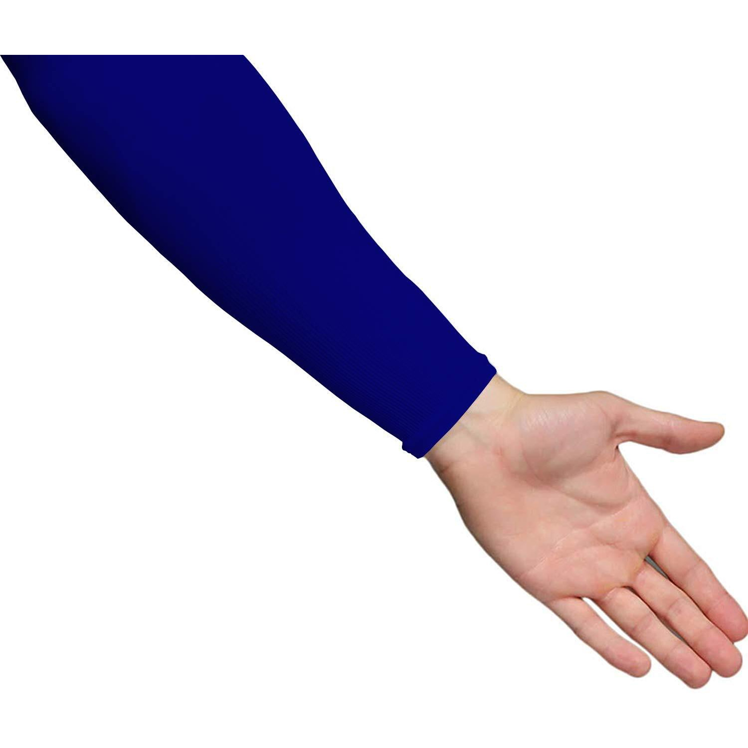 Shirsh Uv Sun Protection Compression Arm Sleeves For Men & Women,Cooling Athletic Sports Sleeve For Football,Golf,Volleyball,Cricket - 1 Pair (Dark Blue)