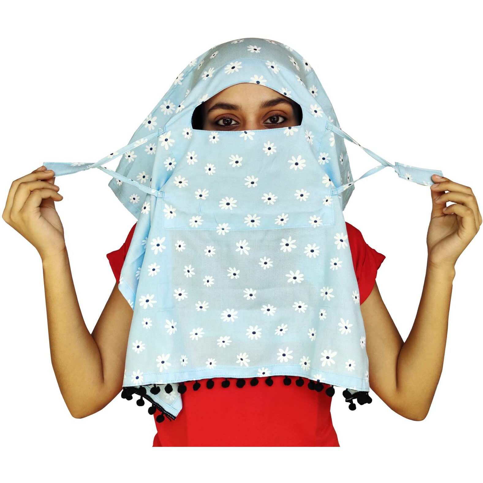Switchon Rayon Mill Dye Innovative Scarf Hijab For Women With Closer Hook And Loop Tape Size Adjustable -Scoty Scarf (Light Blue)