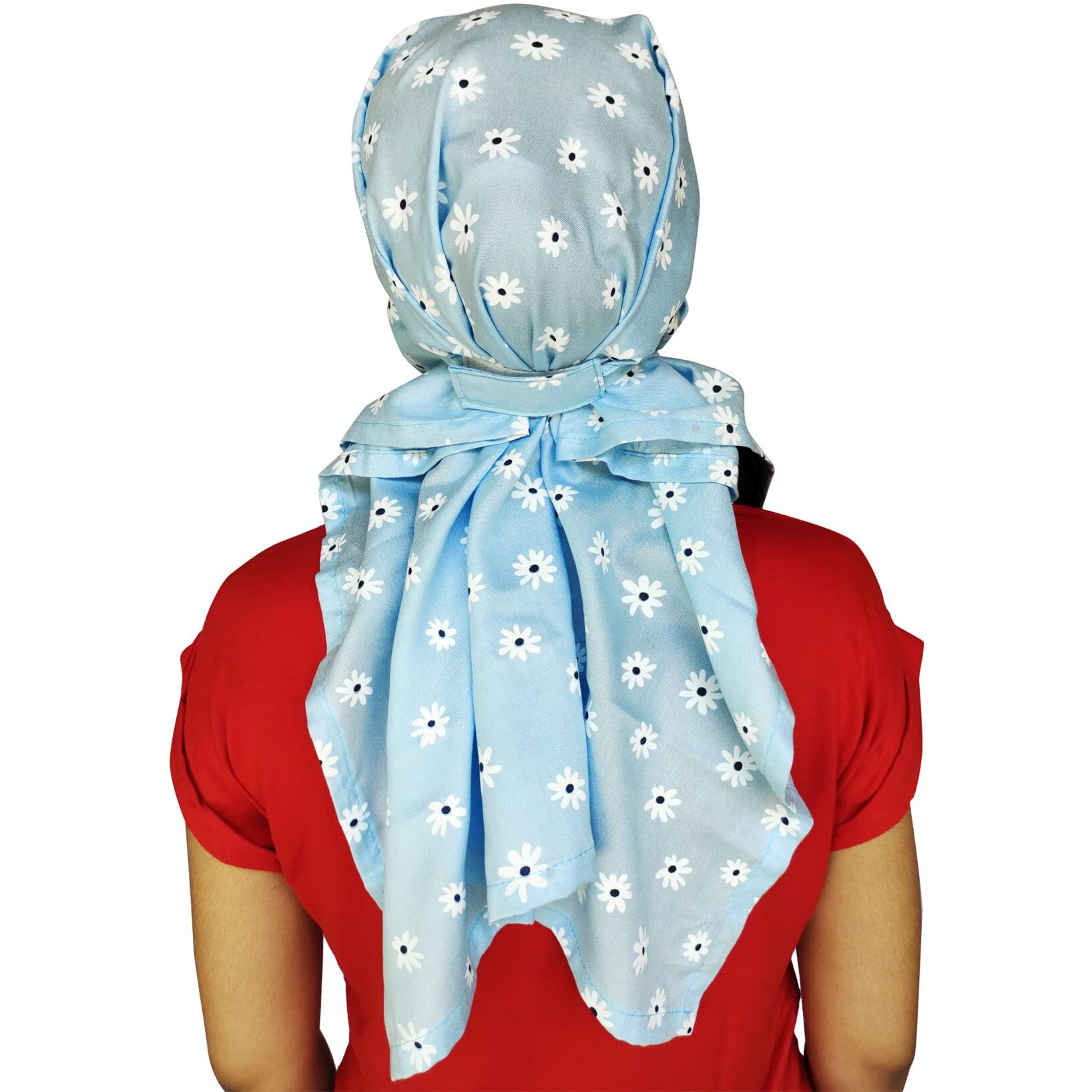 Switchon Rayon Mill Dye Innovative Scarf Hijab For Women With Closer Hook And Loop Tape Size Adjustable -Scoty Scarf (Light Blue)