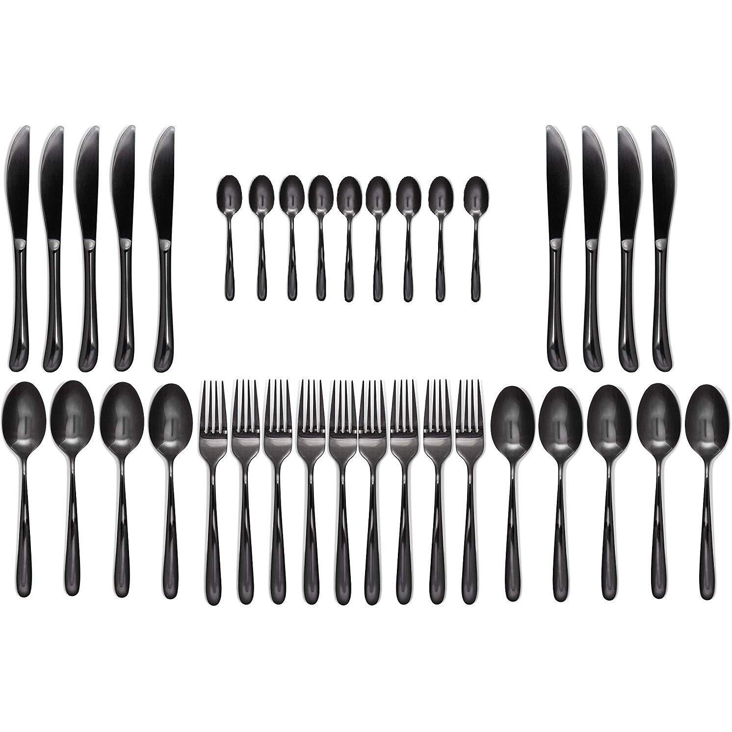 Anh Mart Restaurant Home Hotel Matte Set, Satin Finish Stainless Steel Flatware Set, Tableware Cutlery Set Utensils For Kitchens [Dinner Fork-Tea Spoon-Salad Spoon-Knife] (Set Of 36)