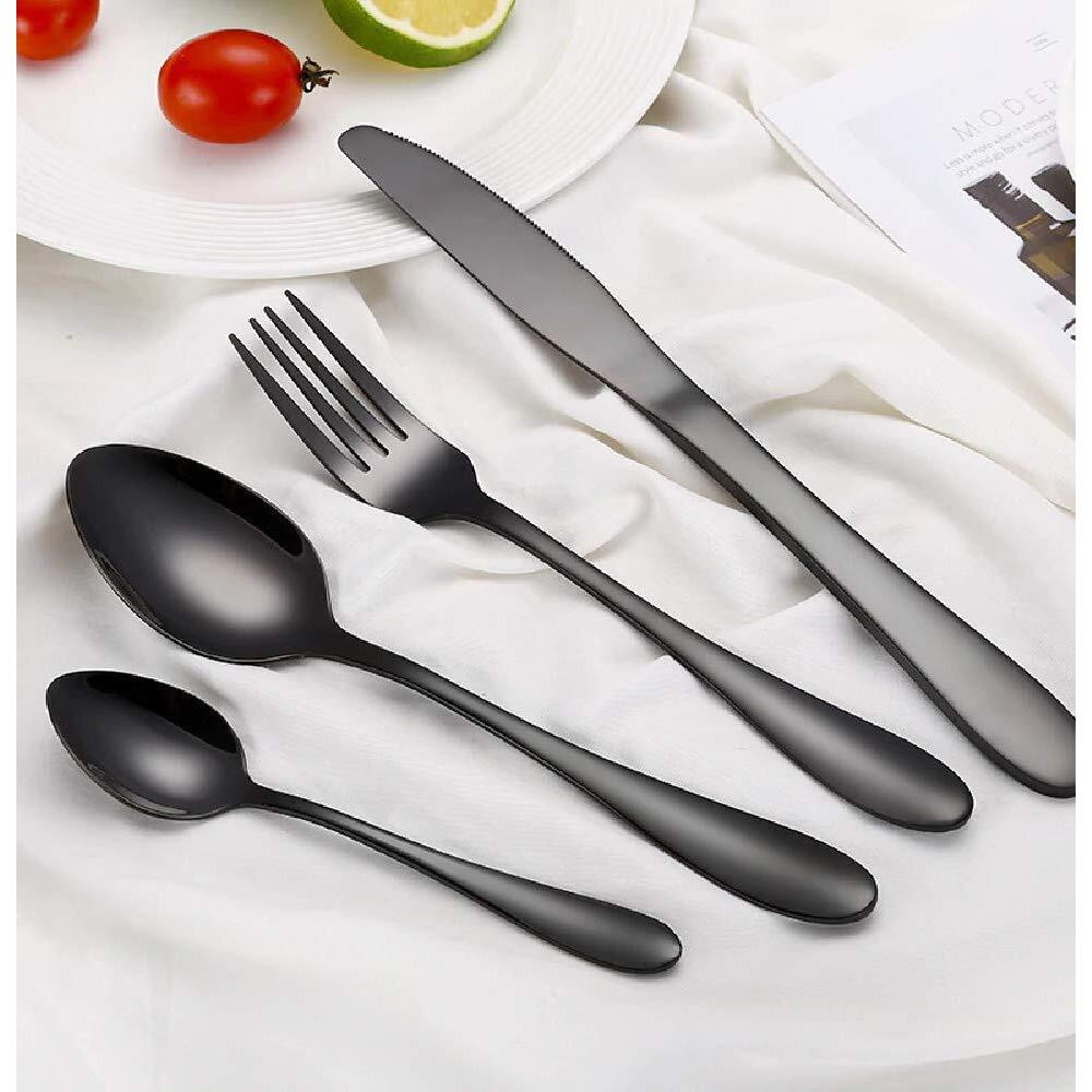 Anh Mart Restaurant Home Hotel Matte Set, Satin Finish Stainless Steel Flatware Set, Tableware Cutlery Set Utensils For Kitchens [Dinner Fork-Tea Spoon-Salad Spoon-Knife] (Set Of 36)