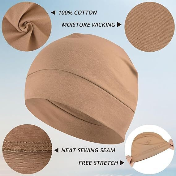 Cotton Skull Caps For Men Women,2-Pack Lightweight Beanie Sleep Hats Breathable Helmet Liner