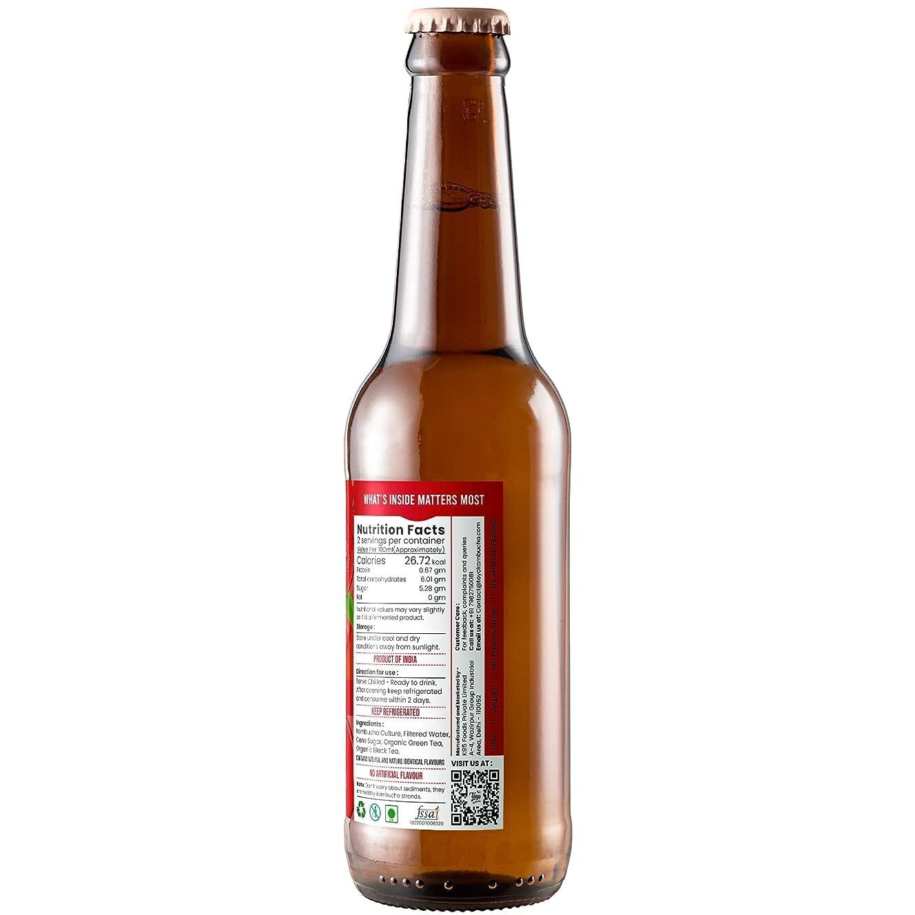 Toyo Kombucha - Sparkling Fermented Tea | Cranberry | 330Ml (Pack Of 12) - Rich In Probiotics And Antioxidants | Ready To Drink (Low Sugar, 12)