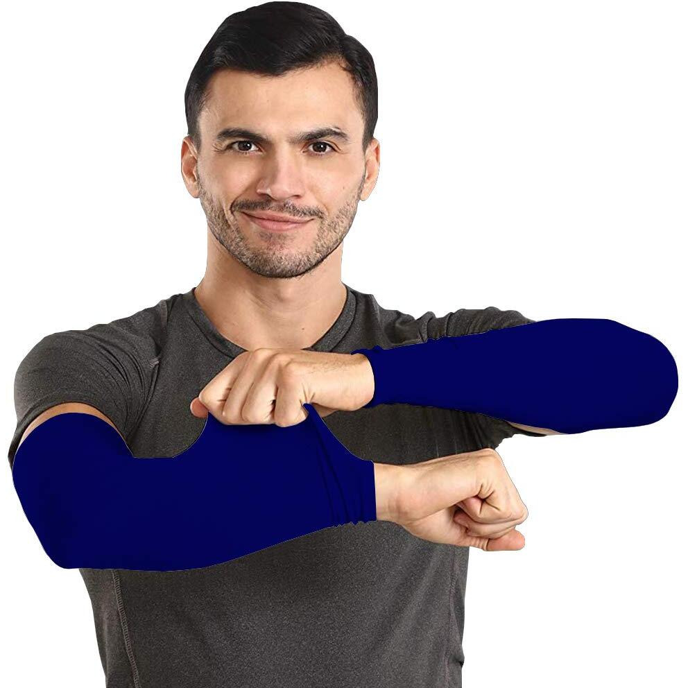 Mizuna Arm Sleeve Unisex Sports Compression Sun Protection Uv Upf 50 Cooling Sleeve Tattoo Cover Up Men & Women Cycling Cricket Biking Riding Golf Football Basketball & Running Nblue Combo Of 3