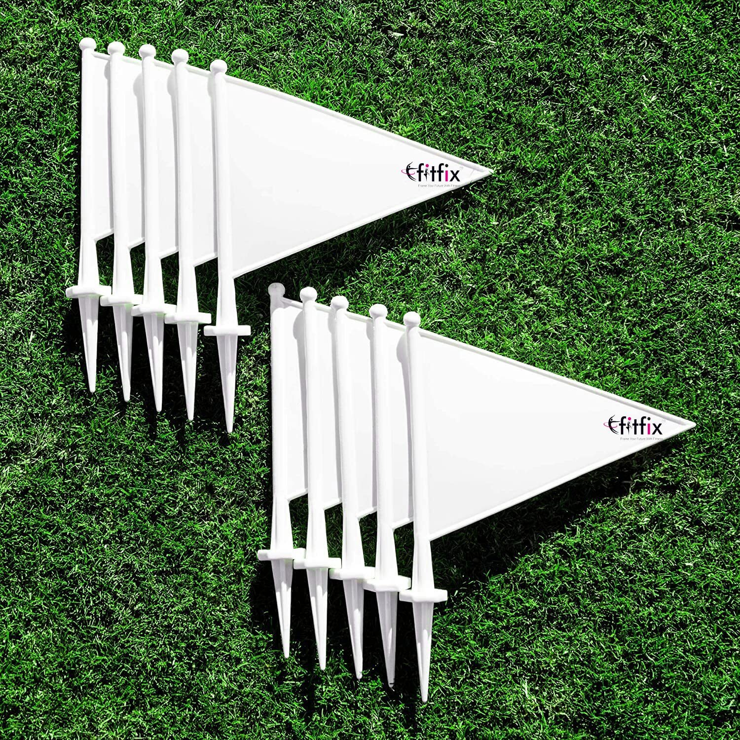 Fitfix Sports Cricket Ground Marking Disc Dia 7" Abs Strong Material (Boundary Marking Disc) Pack Of 25 Ps With 10 Ps Boundry Flags White -Cricket Boundry Kit