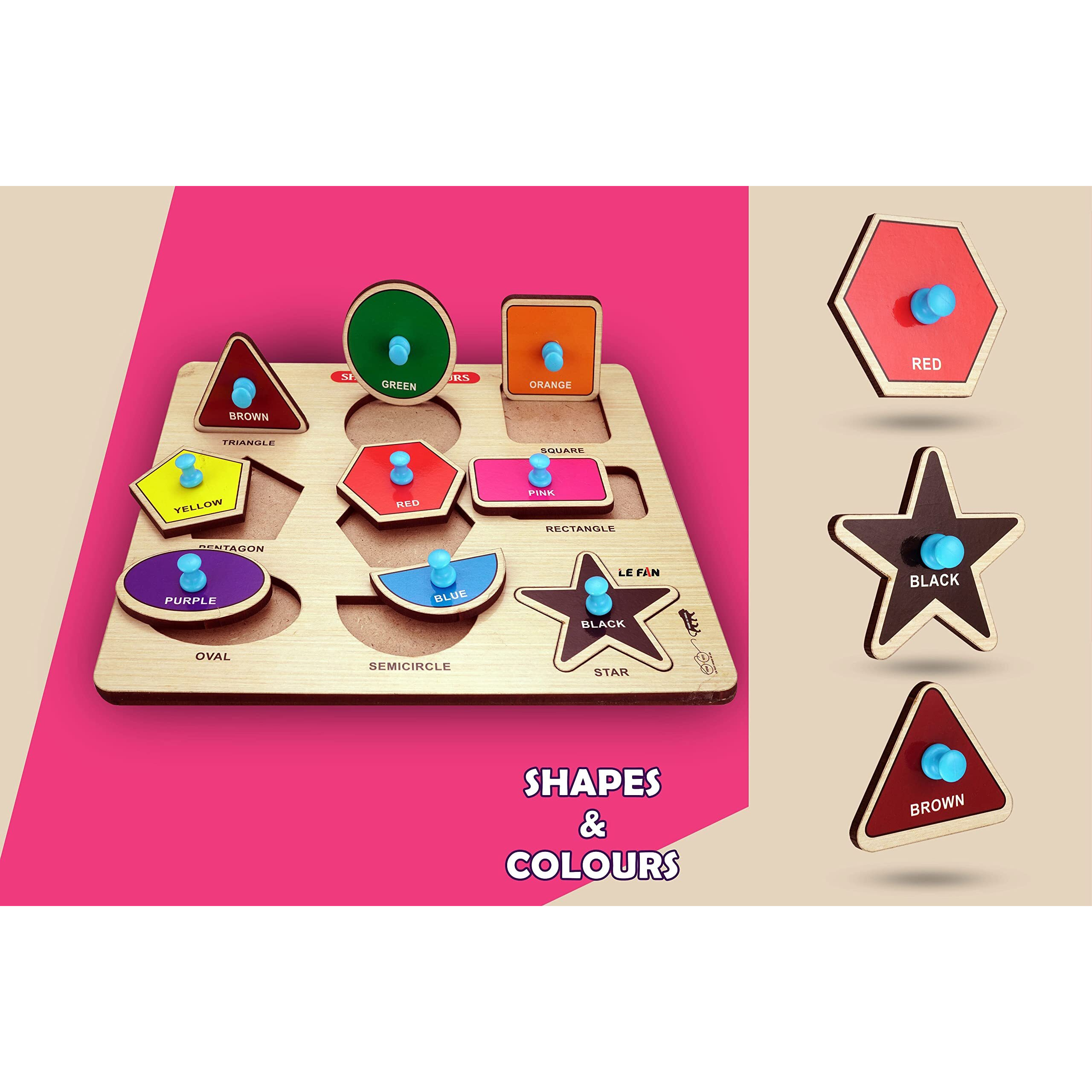 Lefan Wooden Puzzles Wooden Educational Shape Color Puzzle Geometric Recognition Board Toys Perfect For Developing Creativity For Kids