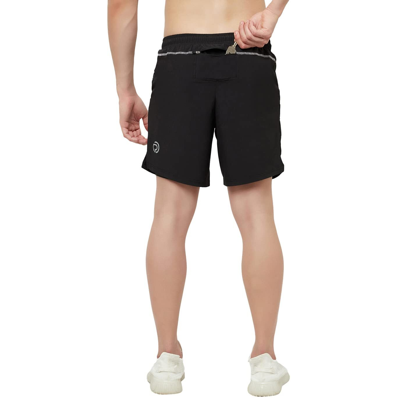 Truerevo 2 In 1 Running Sports Shorts For Men With Mobile Phone Pocket Light Weight Quick Dry Fabric For Gym Athletic(161115Q_Blk_L_Black_L)