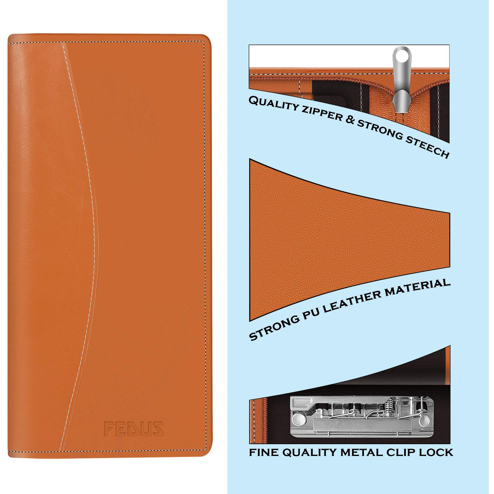 Fedus Cheque Book Holder, Vegan Leather Expanding Handmade Multiple Cheque Book Holder For Cards, Women/Men Cheque Book Wallet, Traveling Wallets, Checkbook Holder, Documents Holder For Office & Home