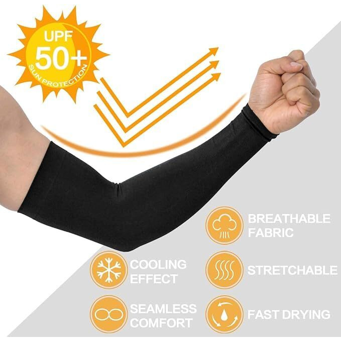 Shirsh Uv Protection Cooling Men And Women Arm Sleeves Compression Sun Sleeves For Men Women Youth, Sports, Cricket, Hand Gloves For Men And Women, Tattoo Cover-Up, Upf 50-2 Pair (Blue & Skin)
