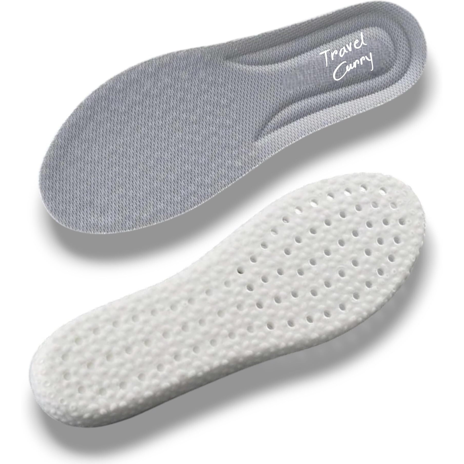 Travel Curry - Memory Foam Shoe Insoles, Elastic Shock Absorbing Height Increasing Sports Shoe Insoles For Men And Women Cuttable Soft Breathable Honeycomb Orthotic Replacement Inserts (Size Eu 40-45)
