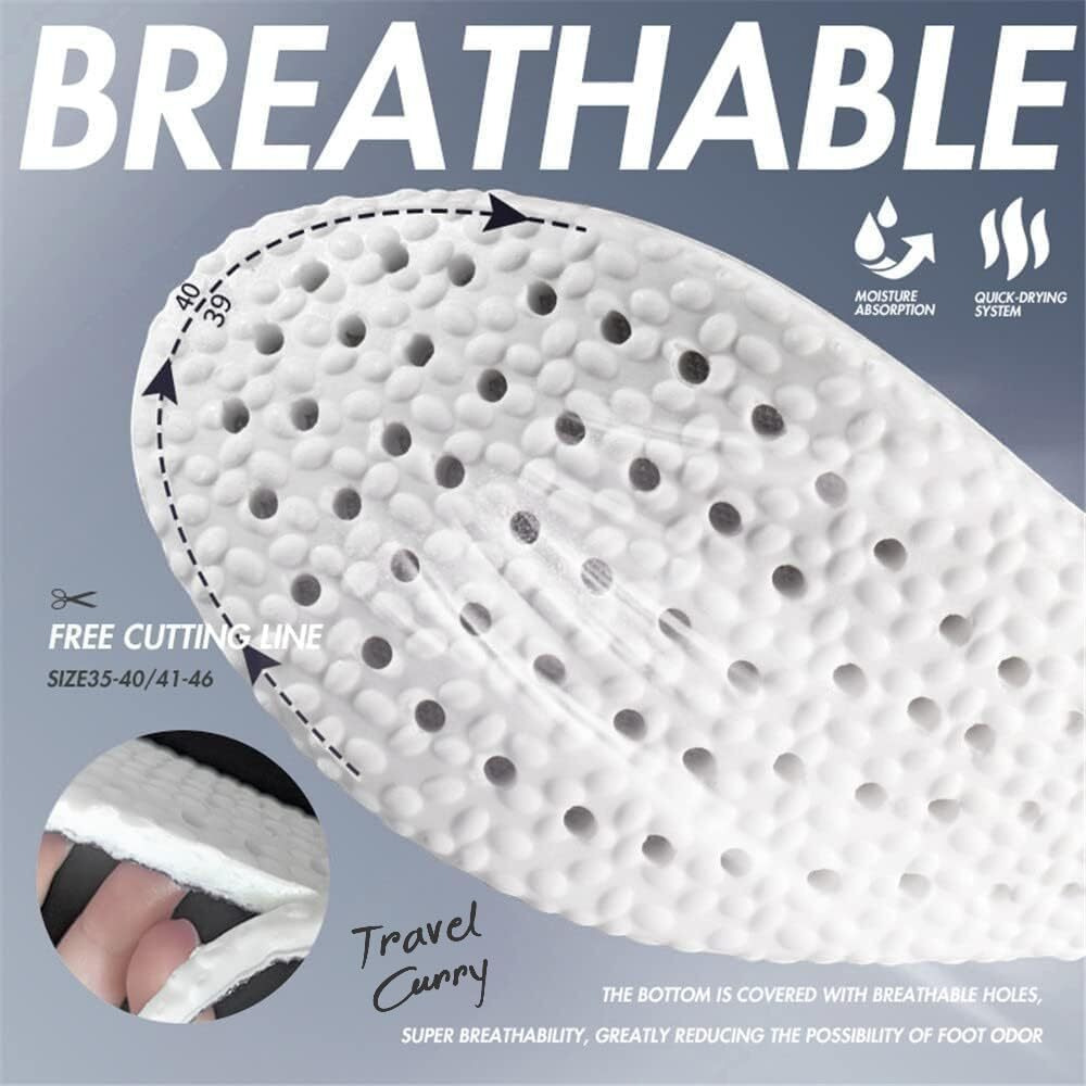 Travel Curry - Memory Foam Shoe Insoles, Elastic Shock Absorbing Height Increasing Sports Shoe Insoles For Men And Women Cuttable Soft Breathable Honeycomb Orthotic Replacement Inserts (Size Eu 40-45)